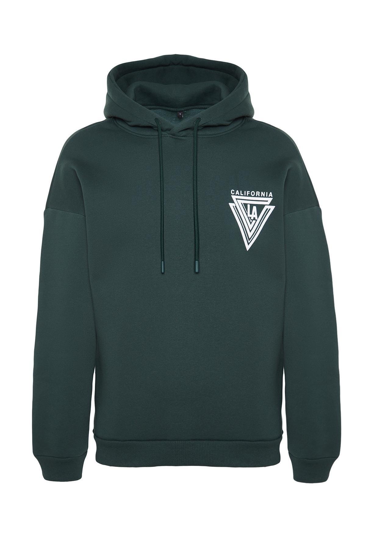 Green Oversized Embossed Printed Hoodie, , large image number 5