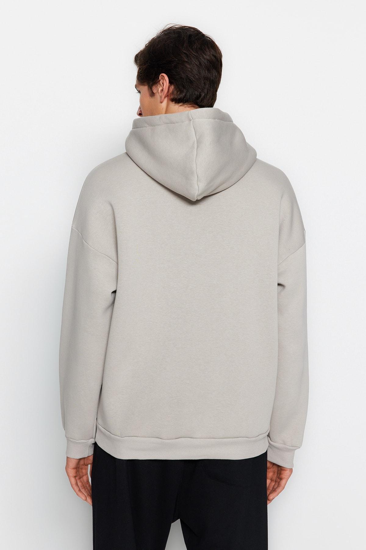 Grey Graphic Casual Hoodie, , large image number 5
