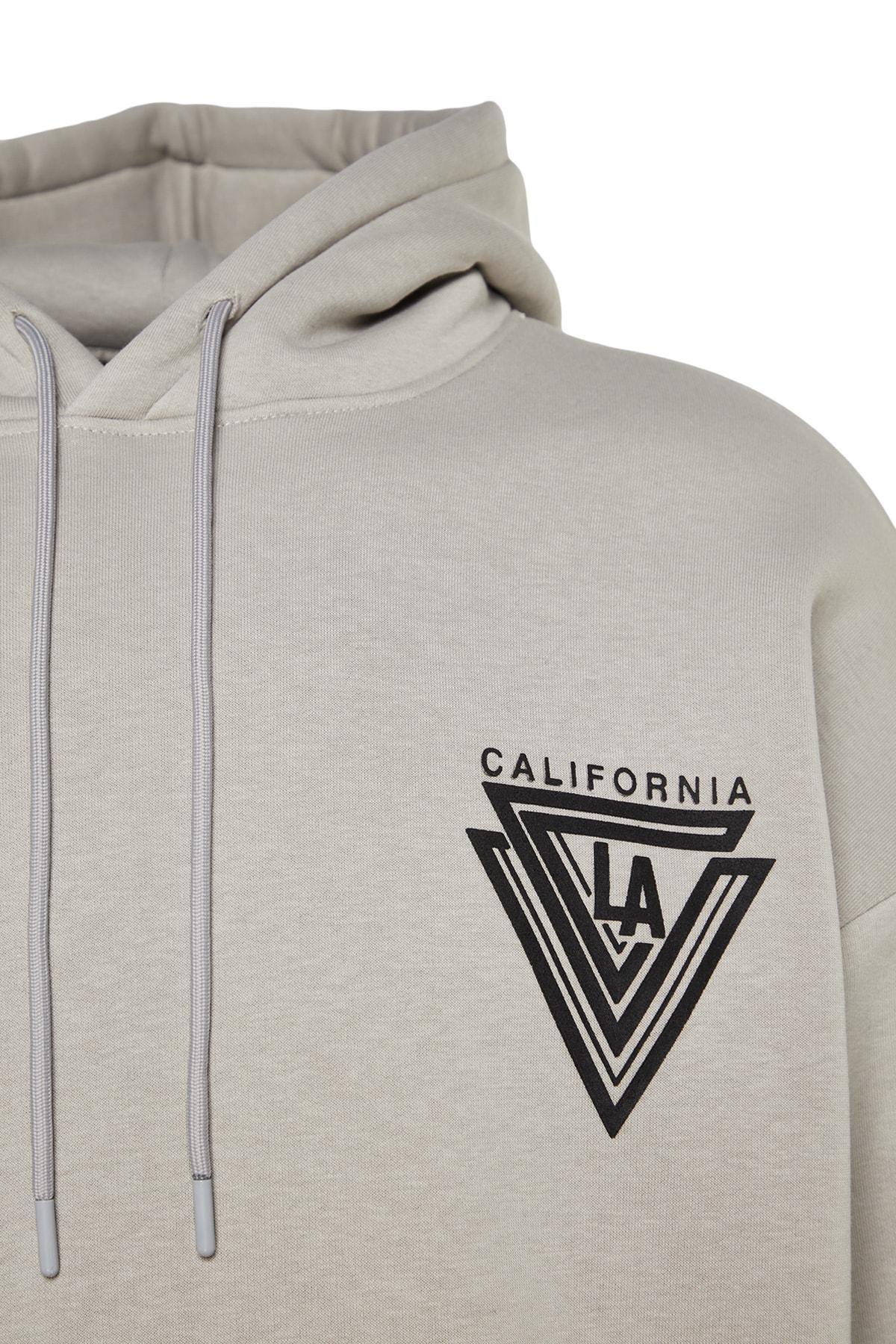Grey Graphic Casual Hoodie, , large image number 6