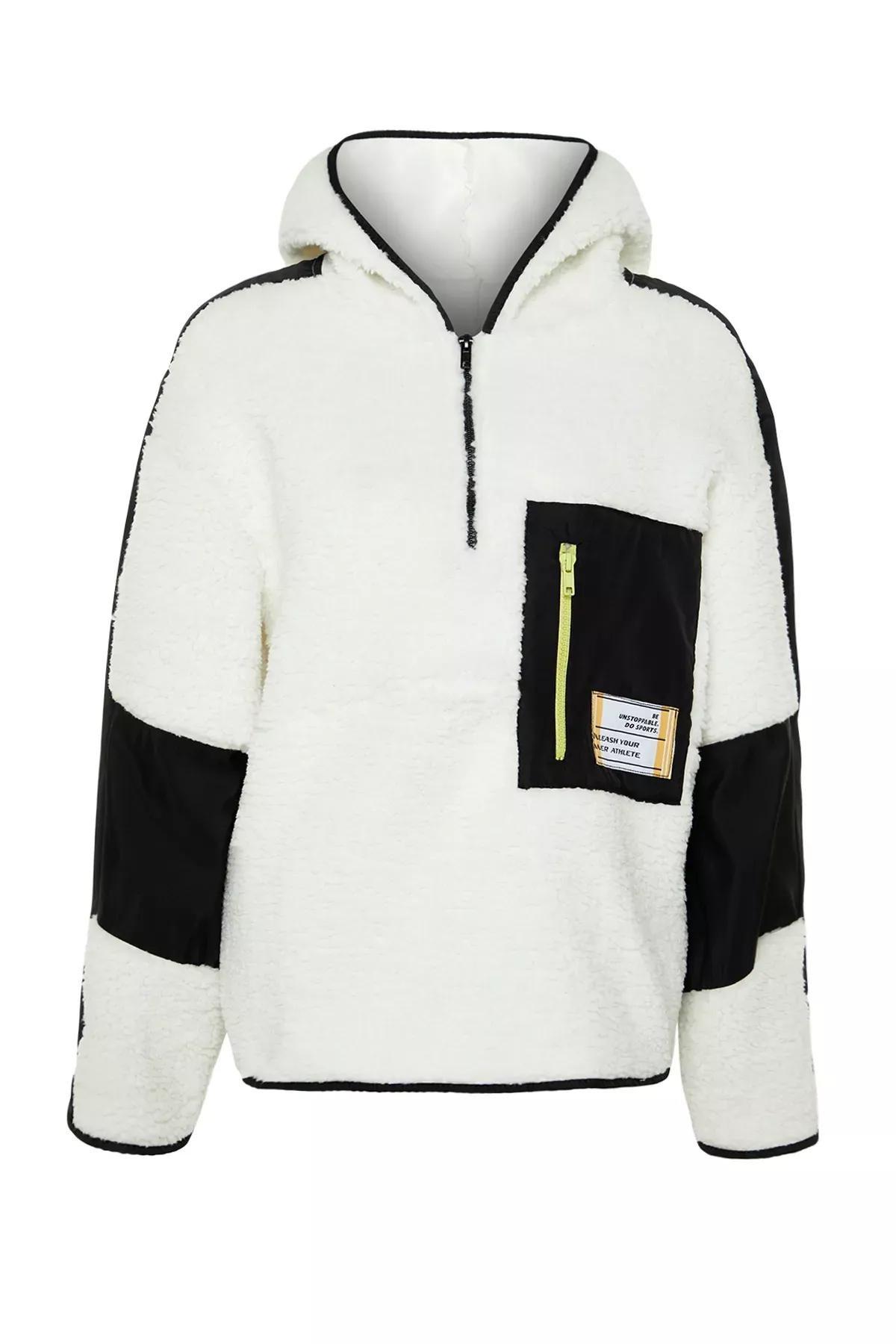 Cream Colour Block Wide Fit Sports Sweatshirt, , large image number 7