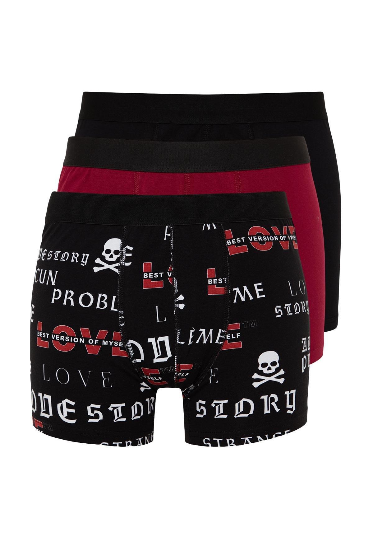 Multicolour Skull Patterned Boxer , Set Of 3, , large image number 1