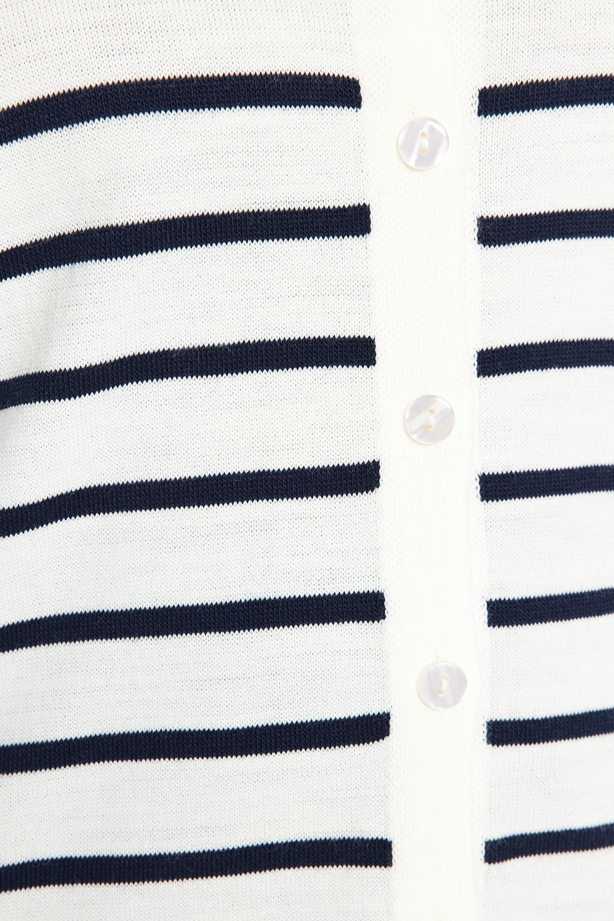 Trendyol - Cream Striped Knitted Cardigan