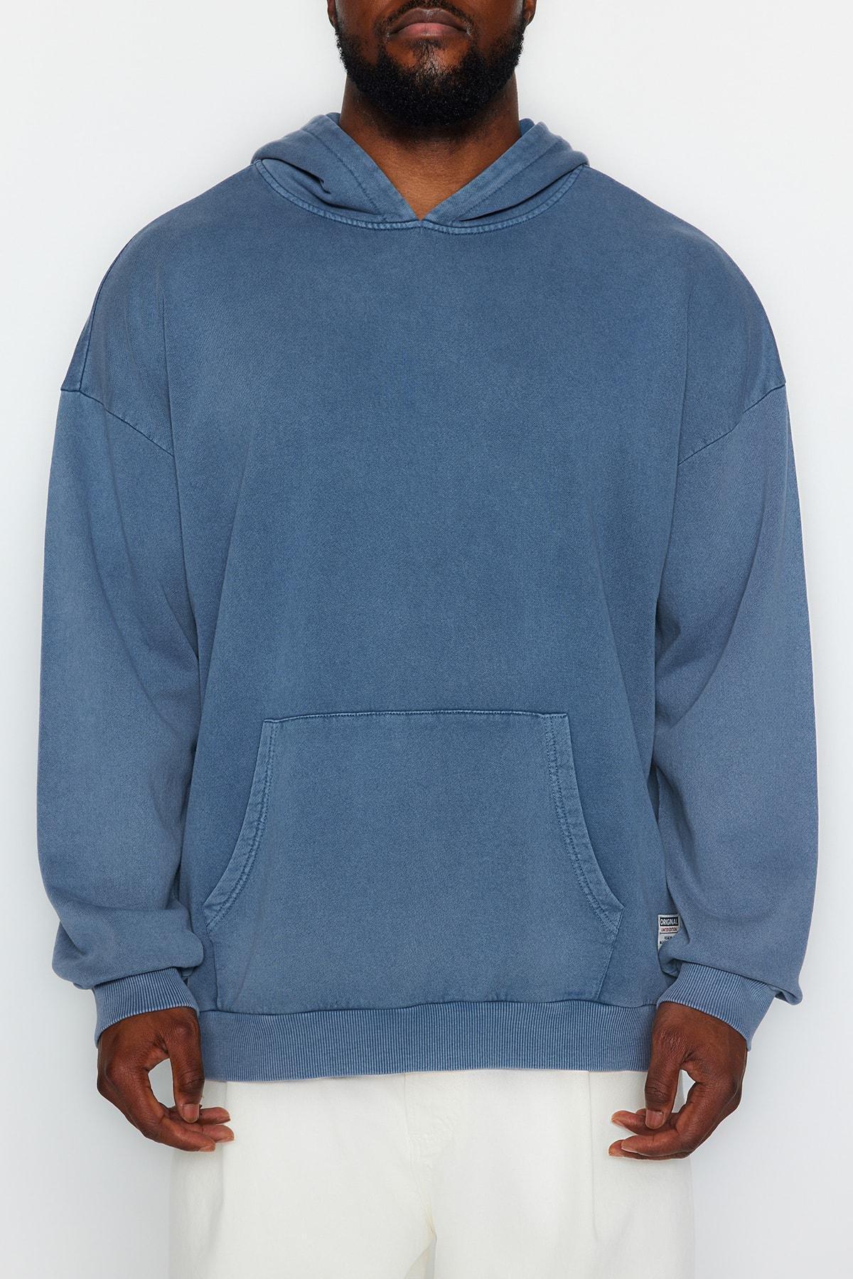 Trendyol - Blue Limited Edition Wash-Effect Sweatshirt
