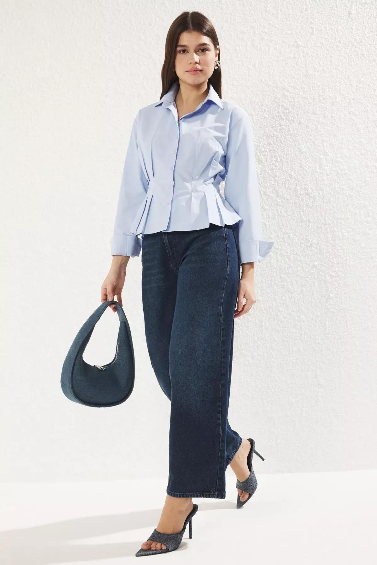 Blue Fitted Woven Shirt, LIGHT BLUE, medium