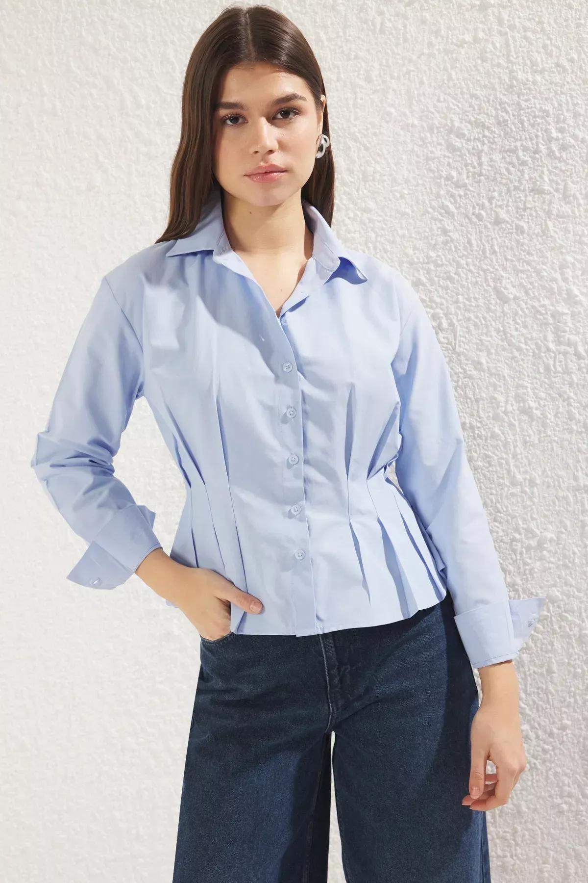 Blue Fitted Woven Shirt, LIGHT BLUE, medium