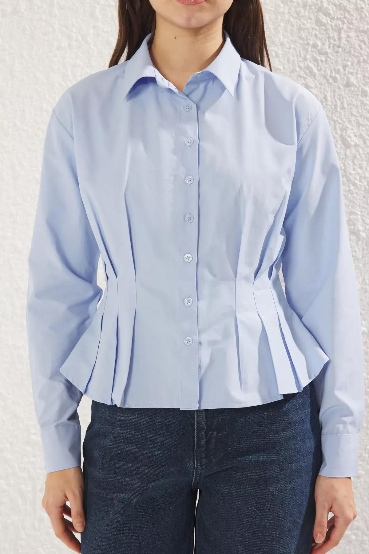 Blue Fitted Woven Shirt, , large image number 3