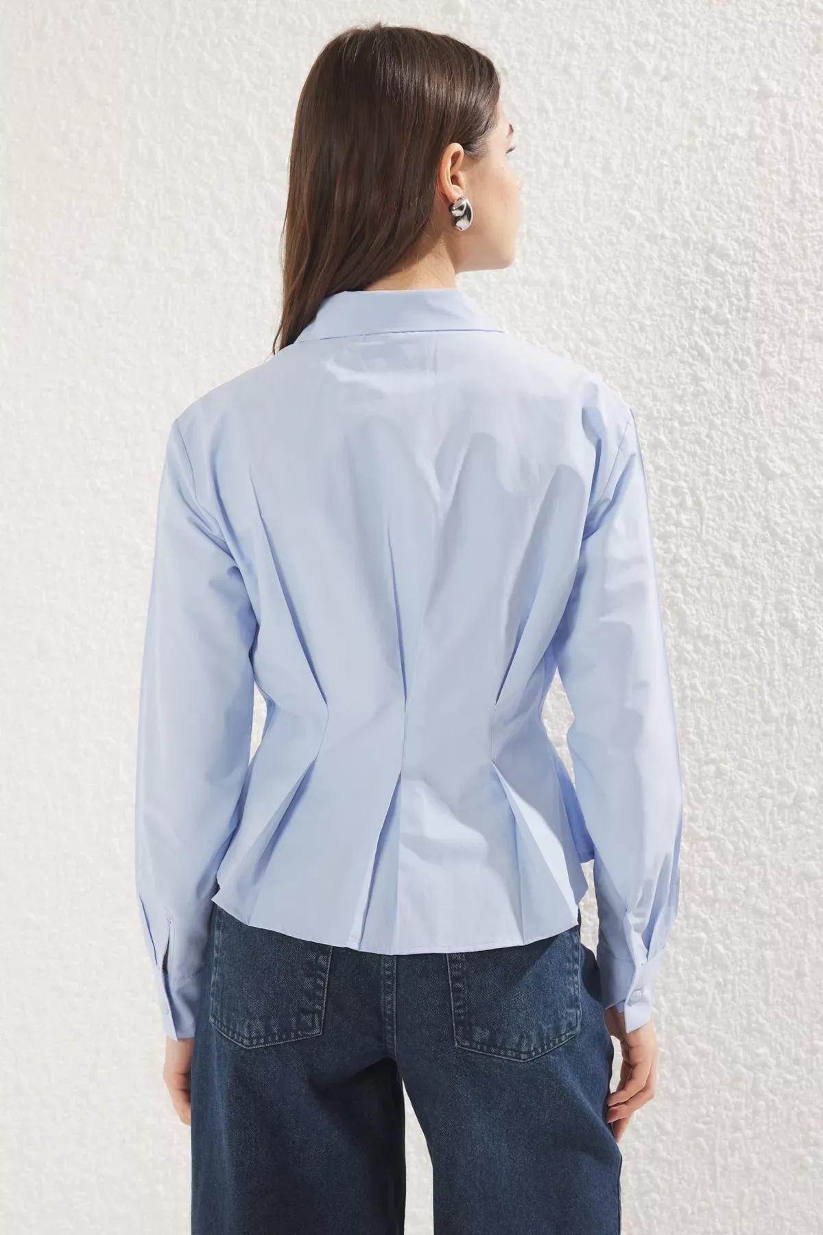 Blue Fitted Woven Shirt, , large image number 4