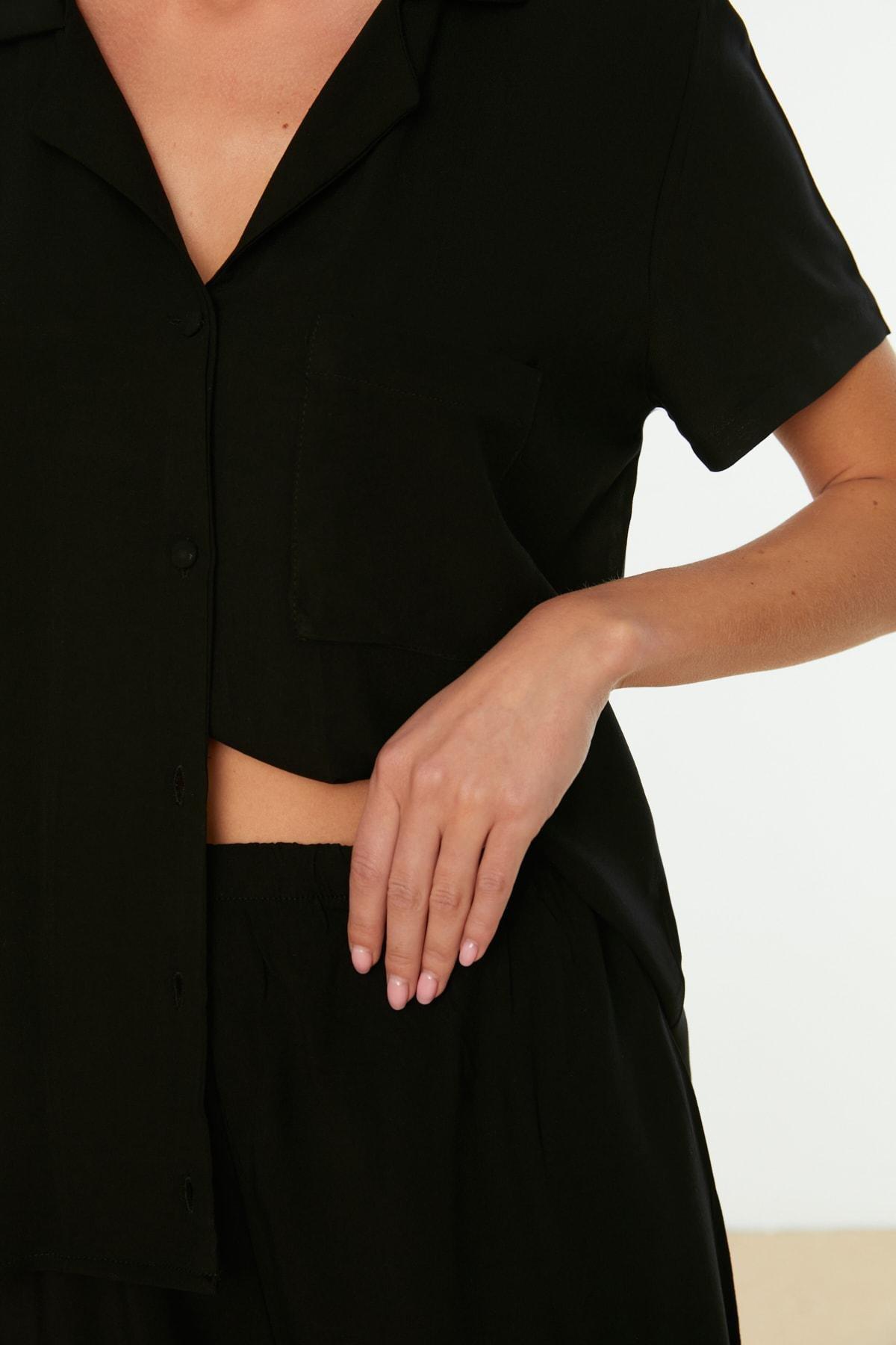 Black Plain Pajama Set, Black, large image number 3