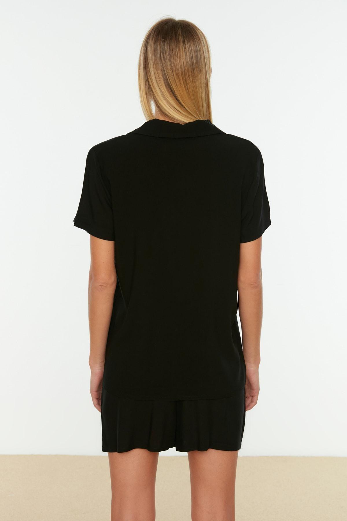 Black Plain Pajama Set, Black, large image number 4