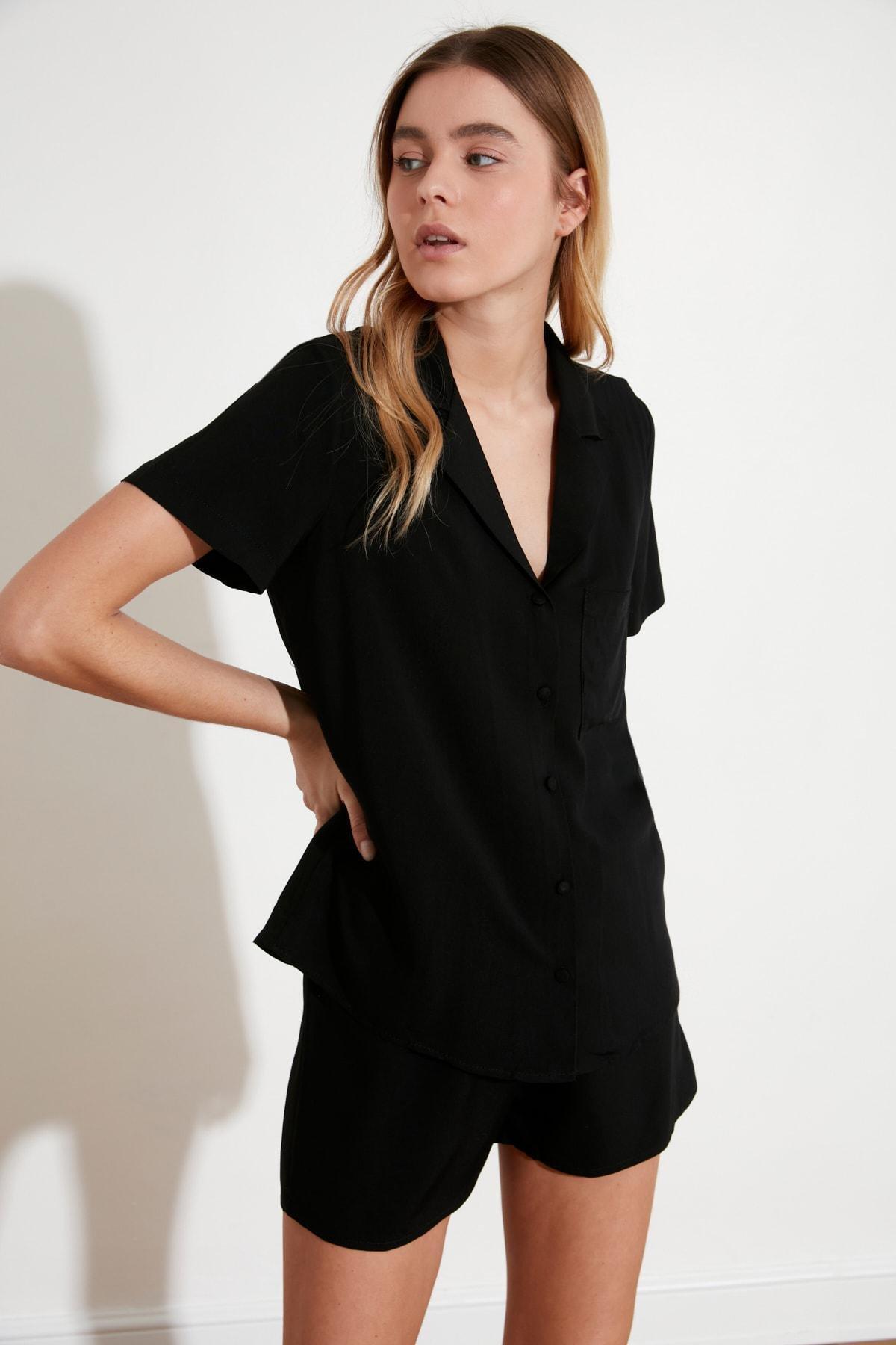 Black Plain Pajama Set, Black, large image number 5