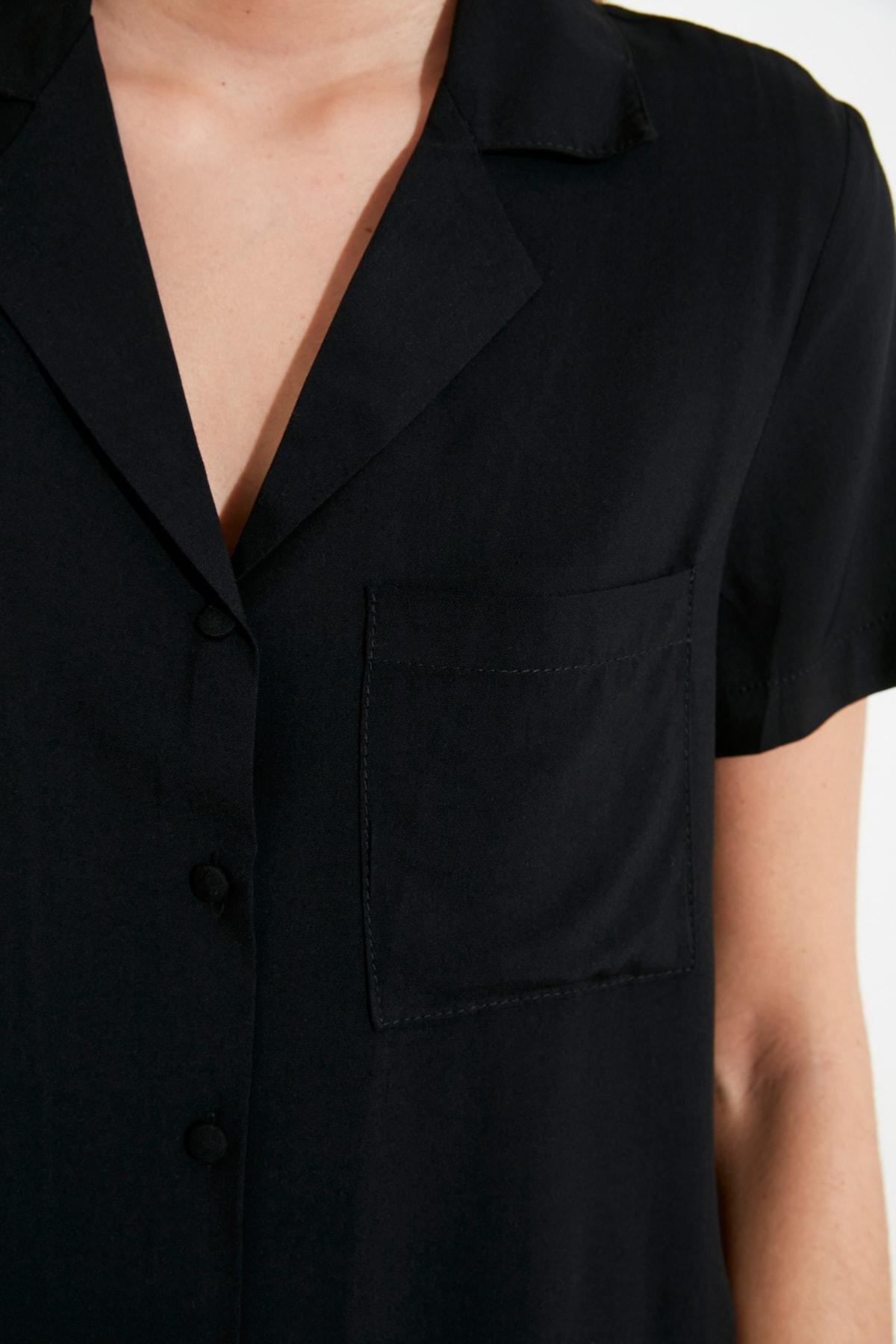 Black Plain Pajama Set, Black, large image number 8