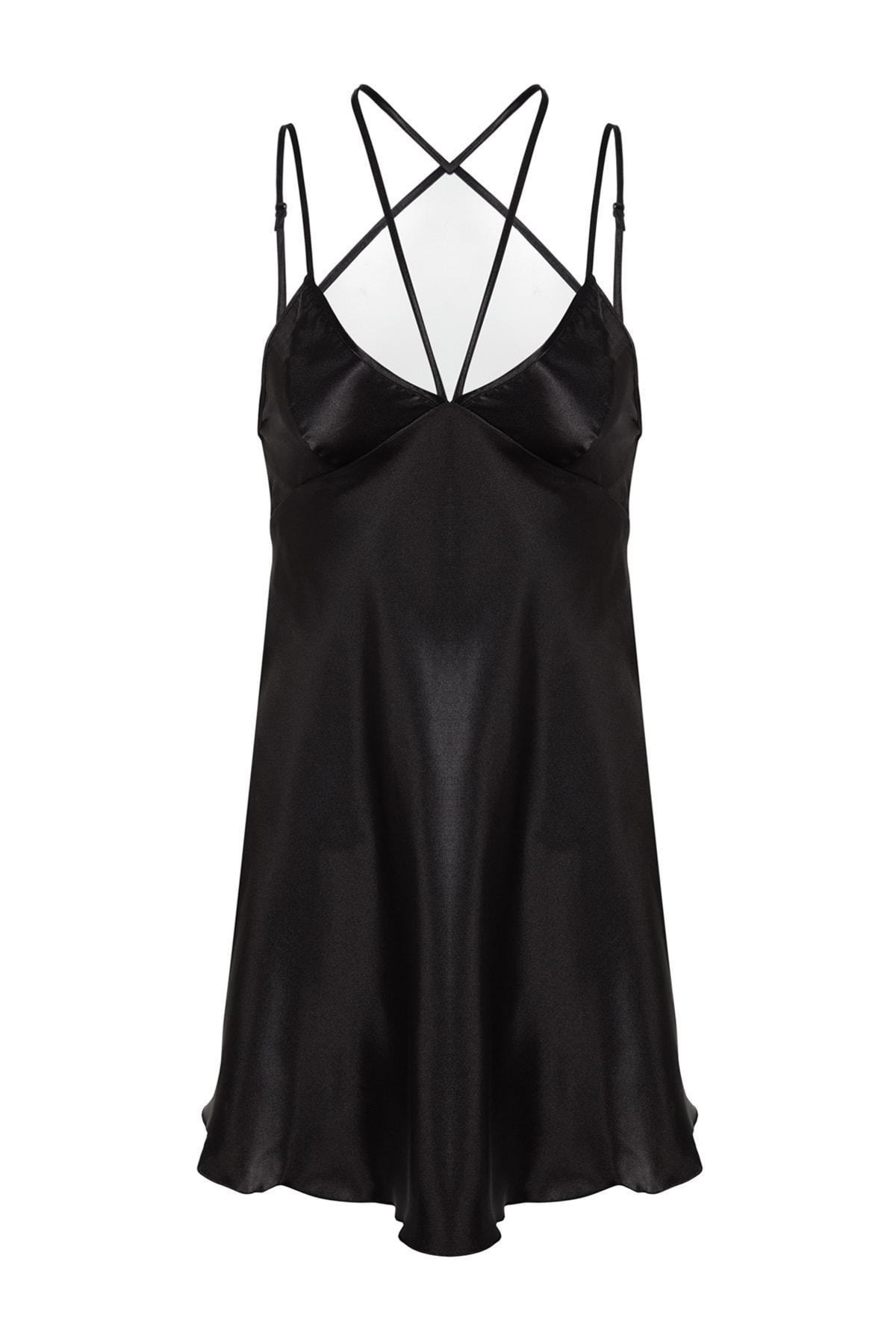 Black Satin Piping Babydoll, , large image number 5