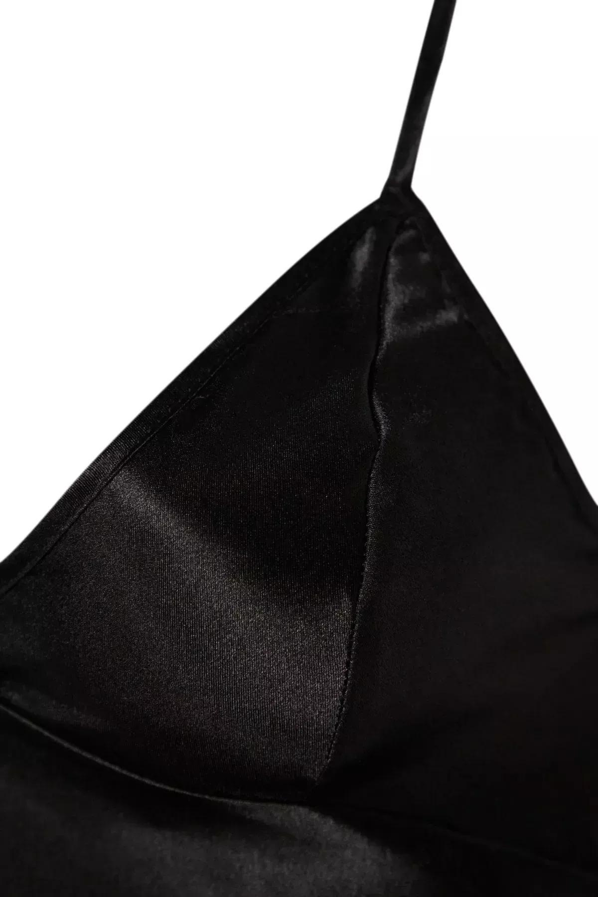 Black Satin Piping Babydoll, BLACK, large image number 5