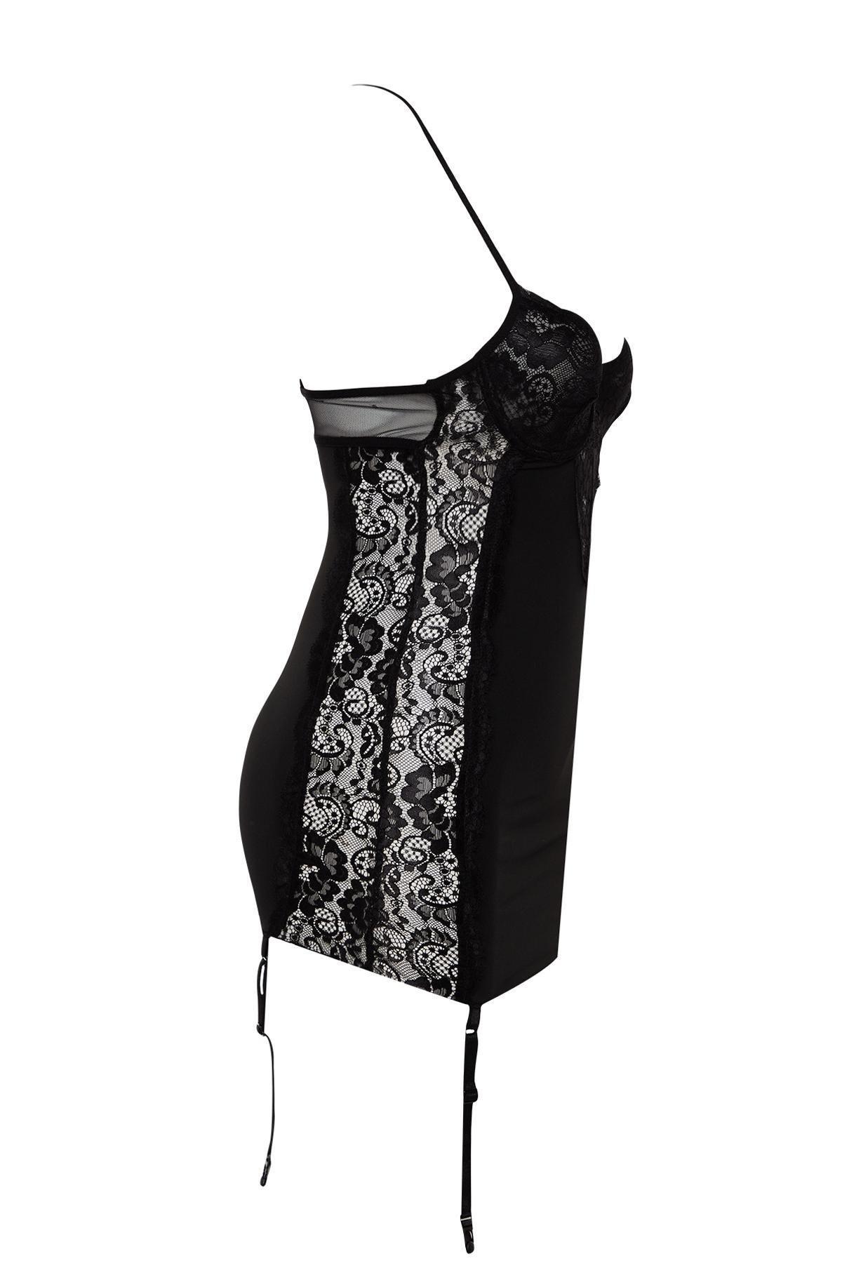 Black Suspenders Detailed Babydoll Dress, , large image number 5
