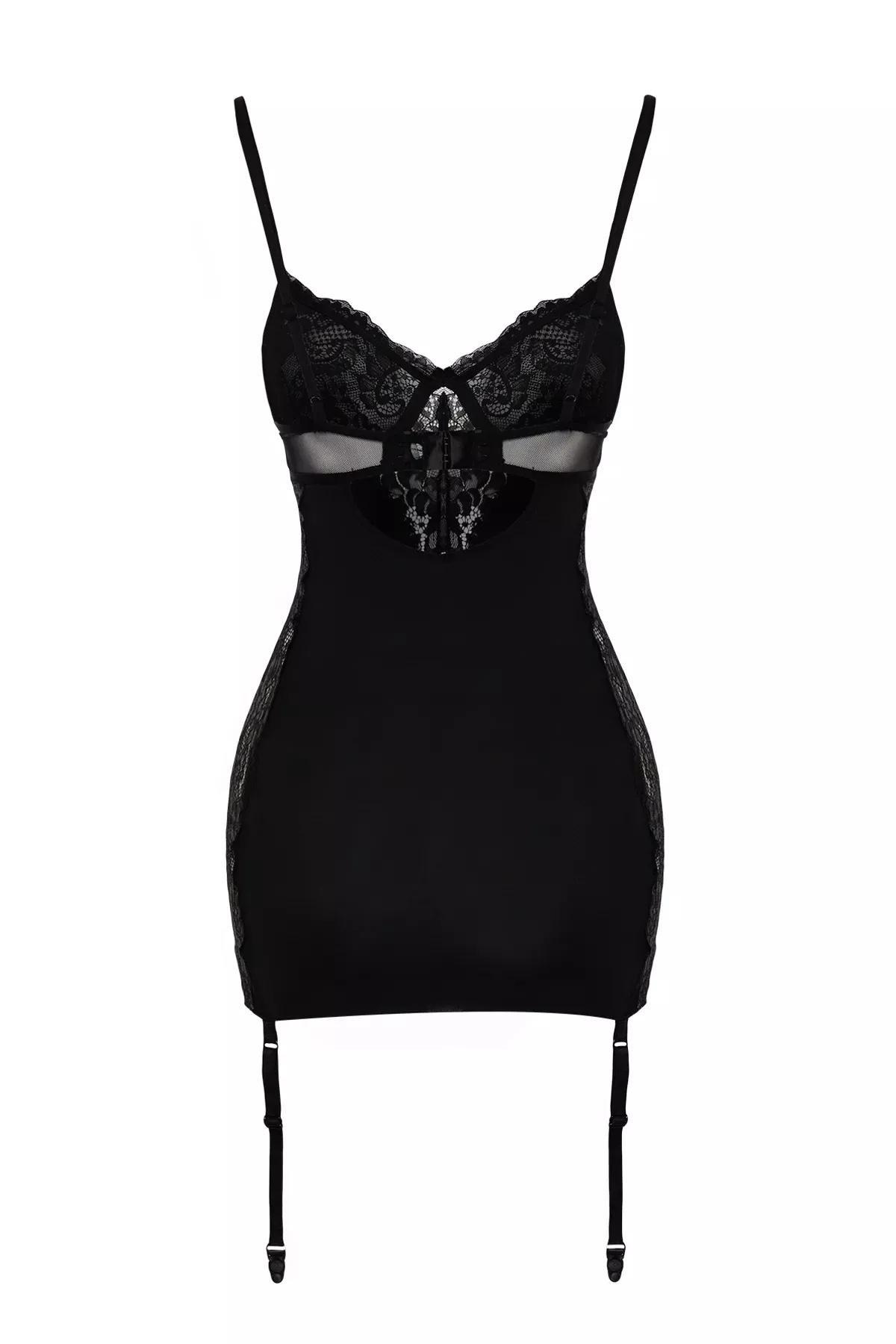 Black Suspenders Detailed Babydoll Dress, BLACK, large image number 6