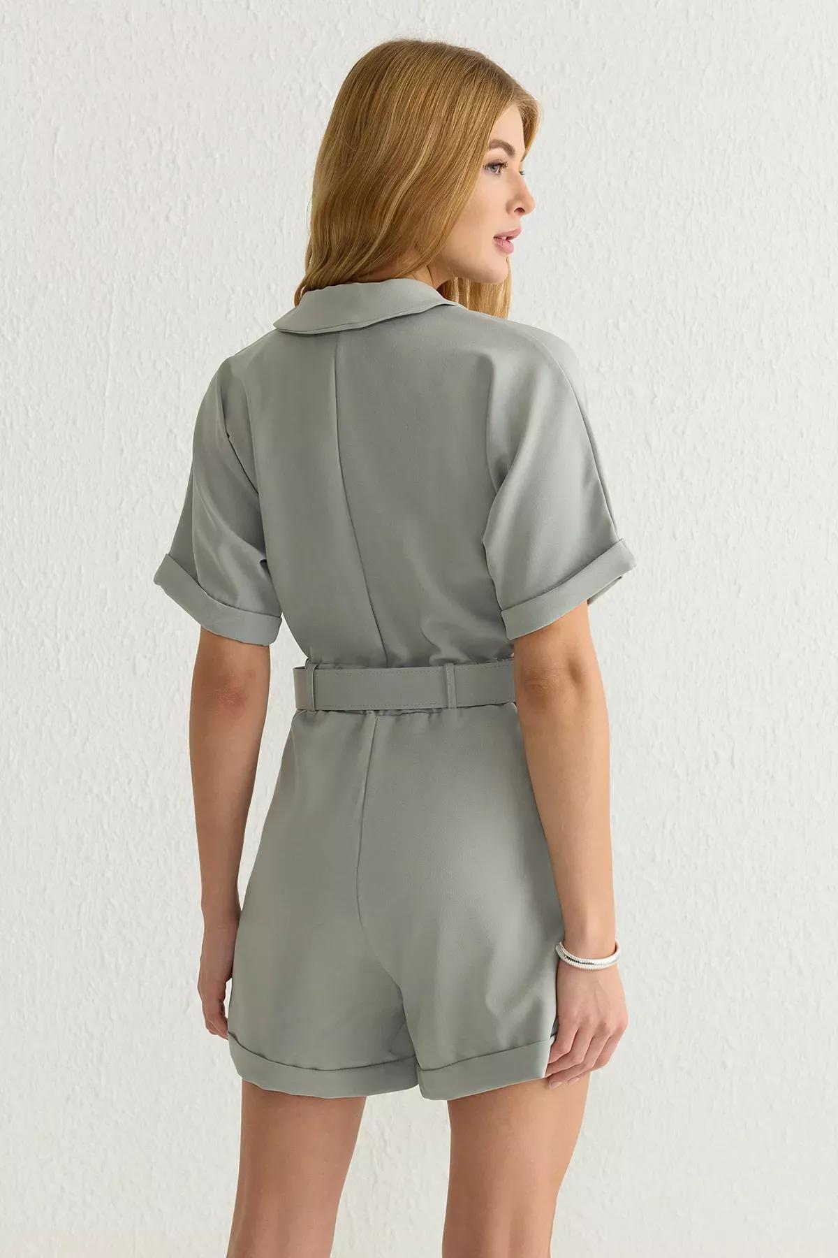 Green Belted Wide Leg Jumpsuit, , large image number 4