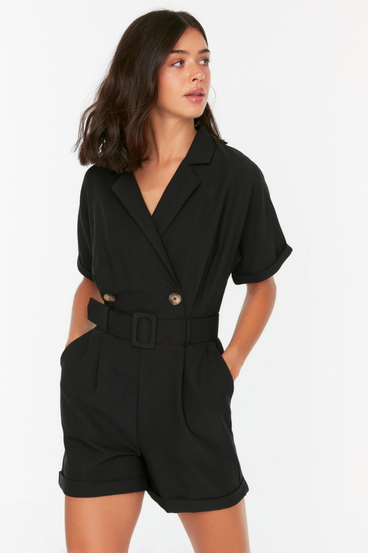 Black Double-Breasted Jumpsuit, , large image number 0