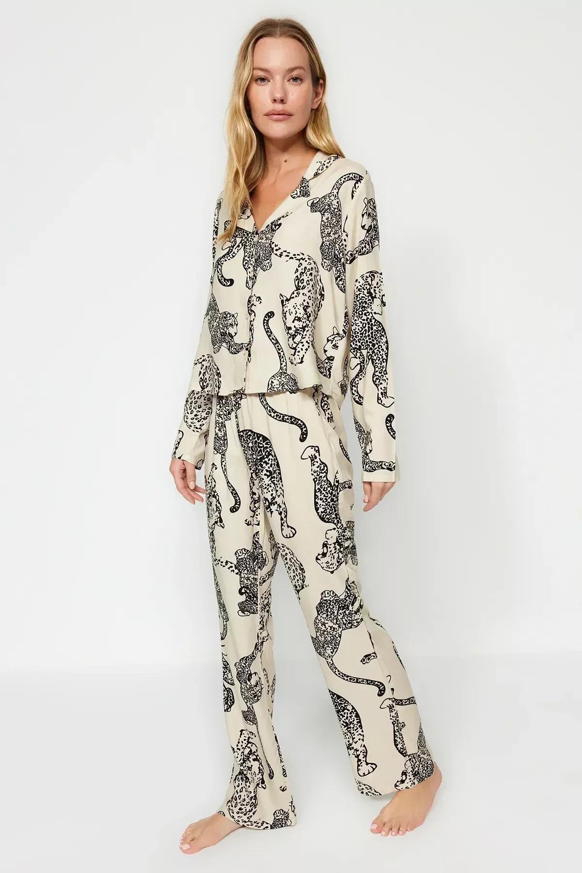Cream Animal Print Pyjama Set, C101_1624, medium