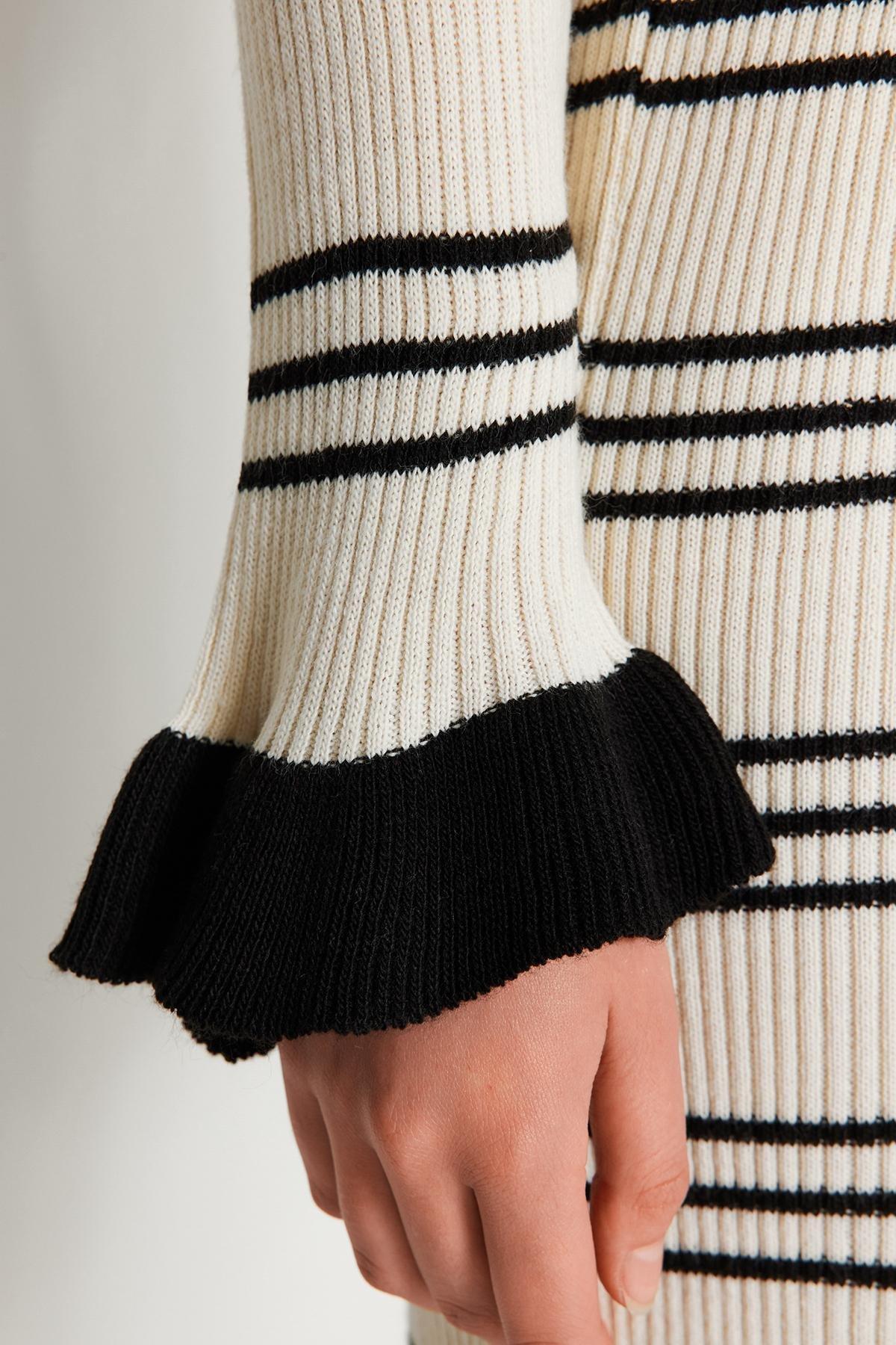 Cream Turtle Neck Sweater Dress, STONE, large image number 4