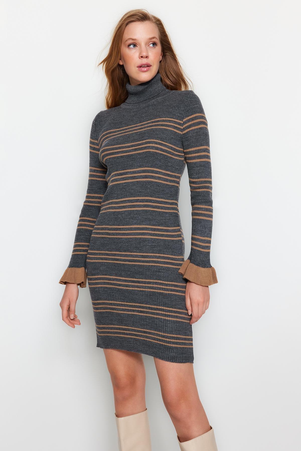 Grey Mini Turtleneck Sweater, Anthracite, large image number 1