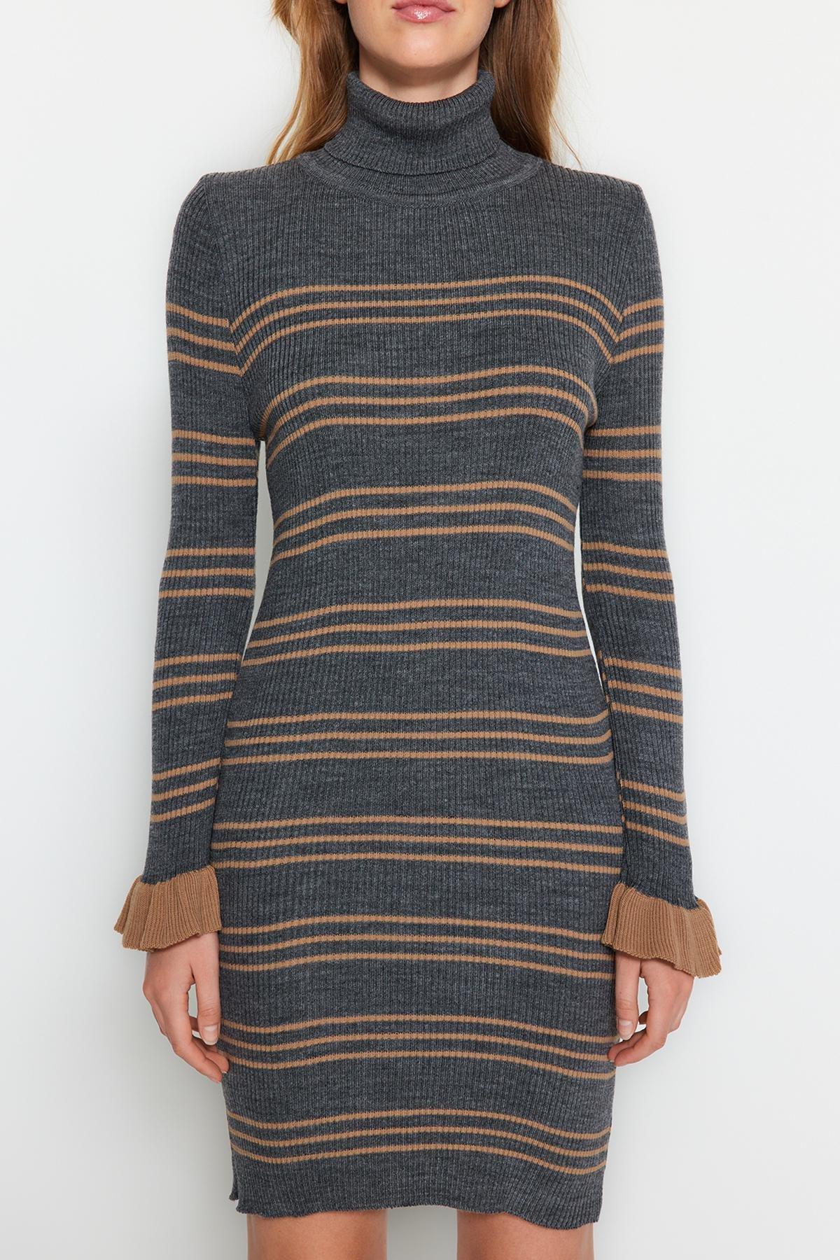 Grey Mini Turtleneck Sweater, Anthracite, large image number 2