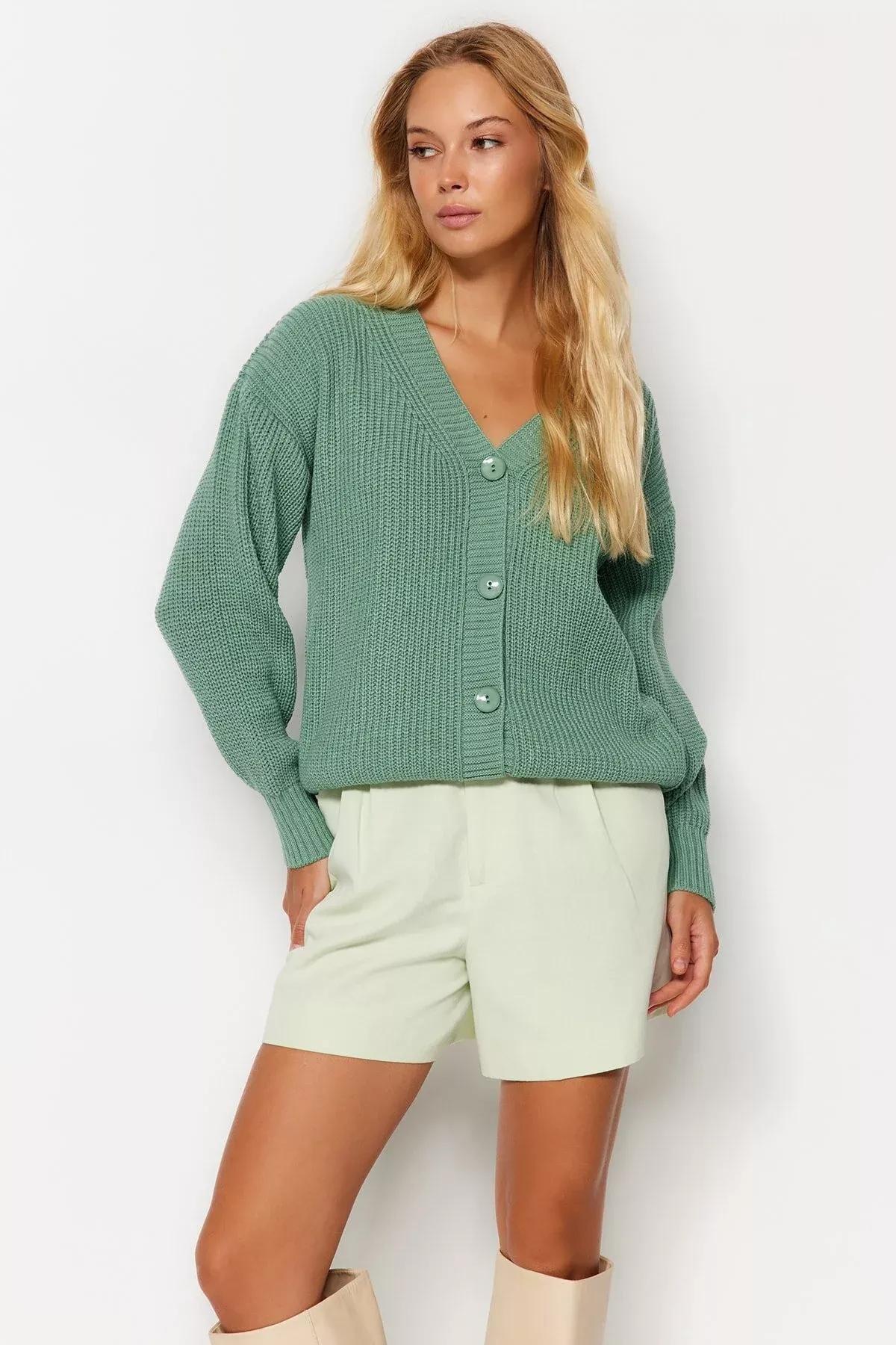 Beige Knitted Cardigan, Mint, large image number 2