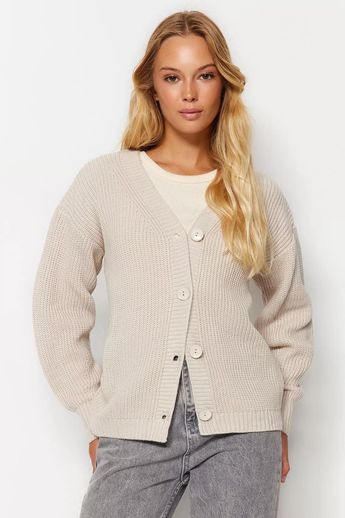 كارديغان مُحاك، كريمي, STONE, large image number 2