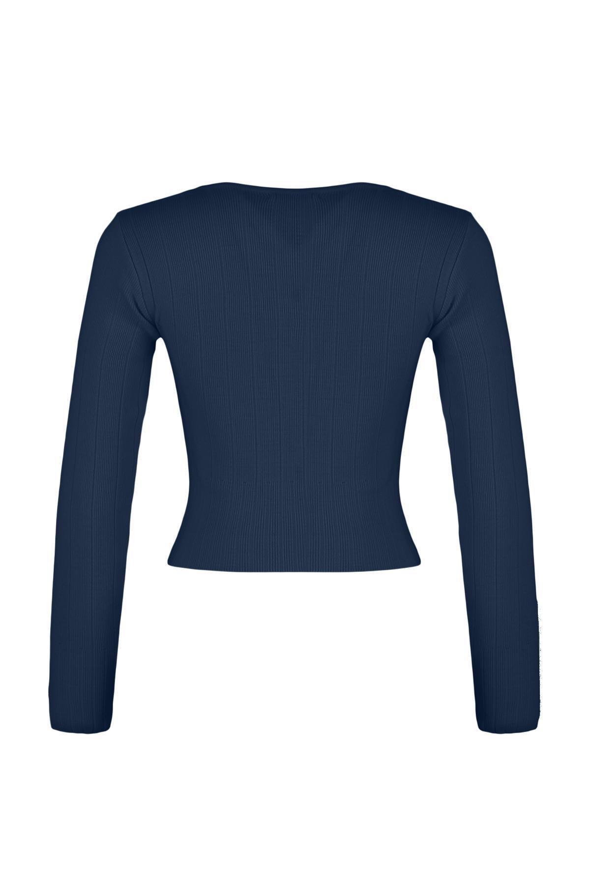 سترة مُحاكة قصيرة، كحلي, Navy blue, large image number 6
