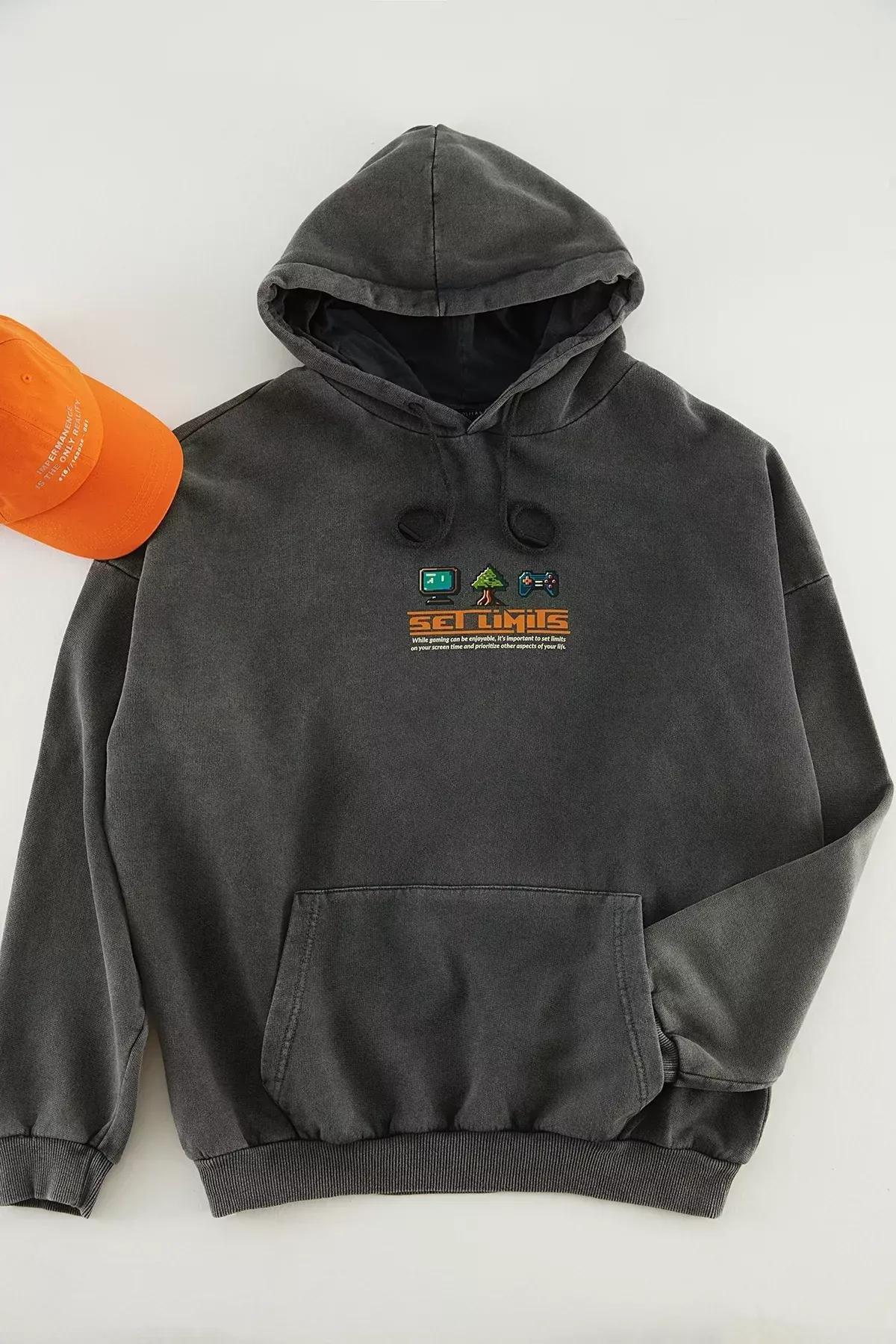 Grey Wide Printed Sweatshirt, , large image number 4