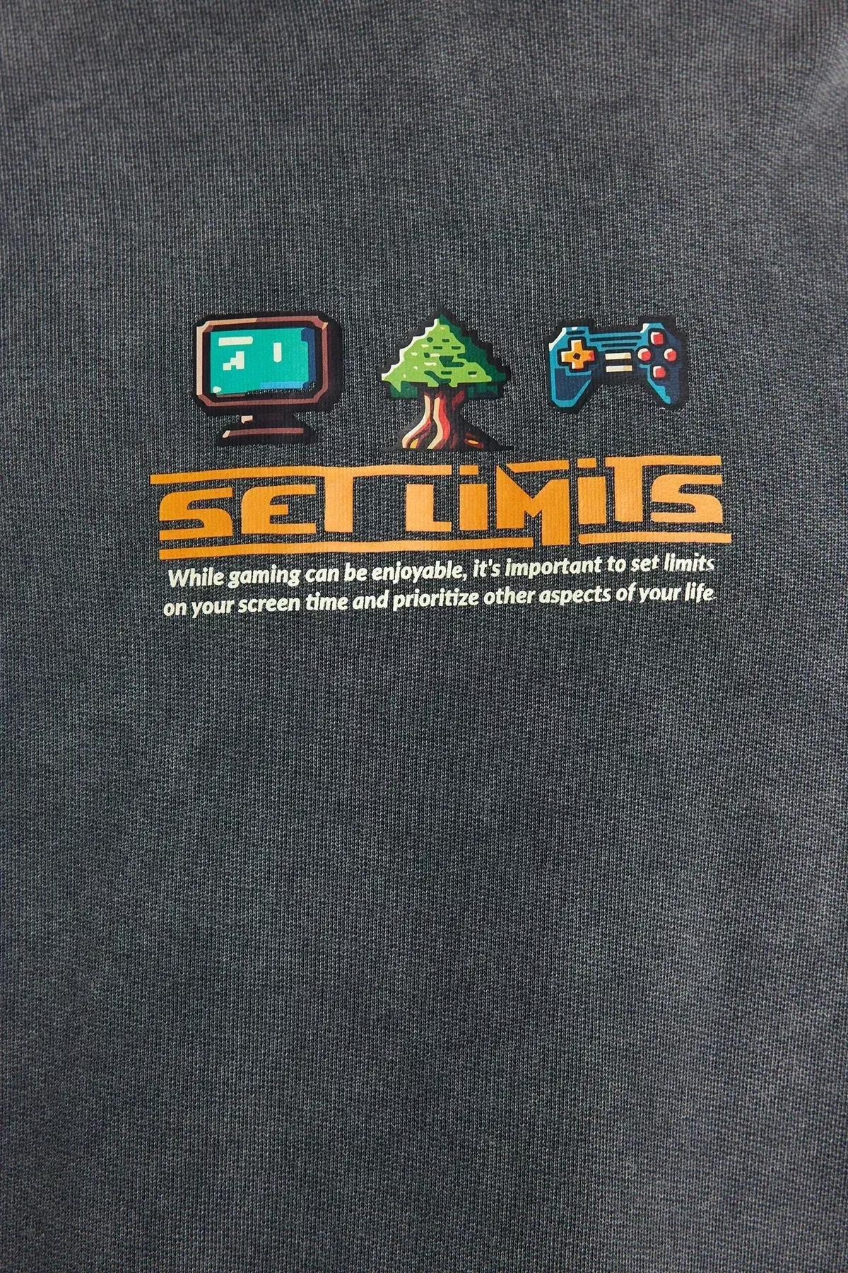 Grey Wide Printed Sweatshirt, , large image number 7