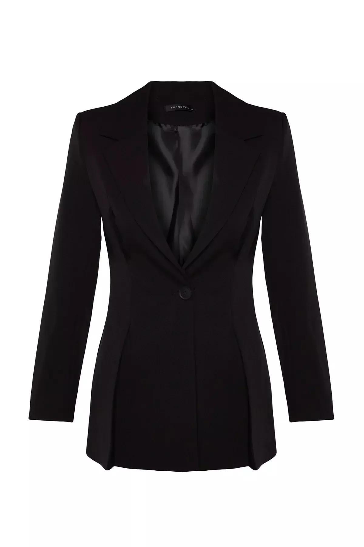 Black Lined Woven Blazer, , large image number 4