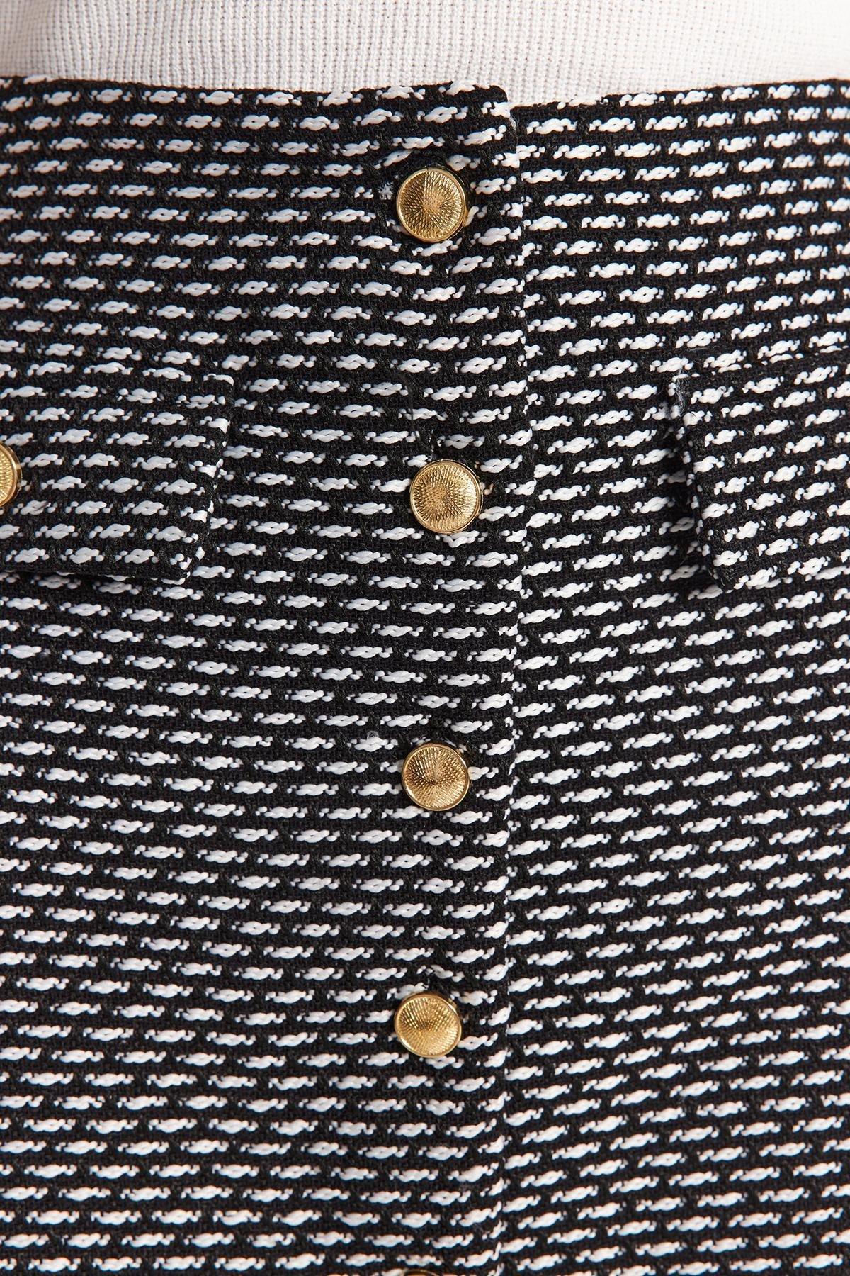 Black Button Detailed Mini Skirt, , large image number 3