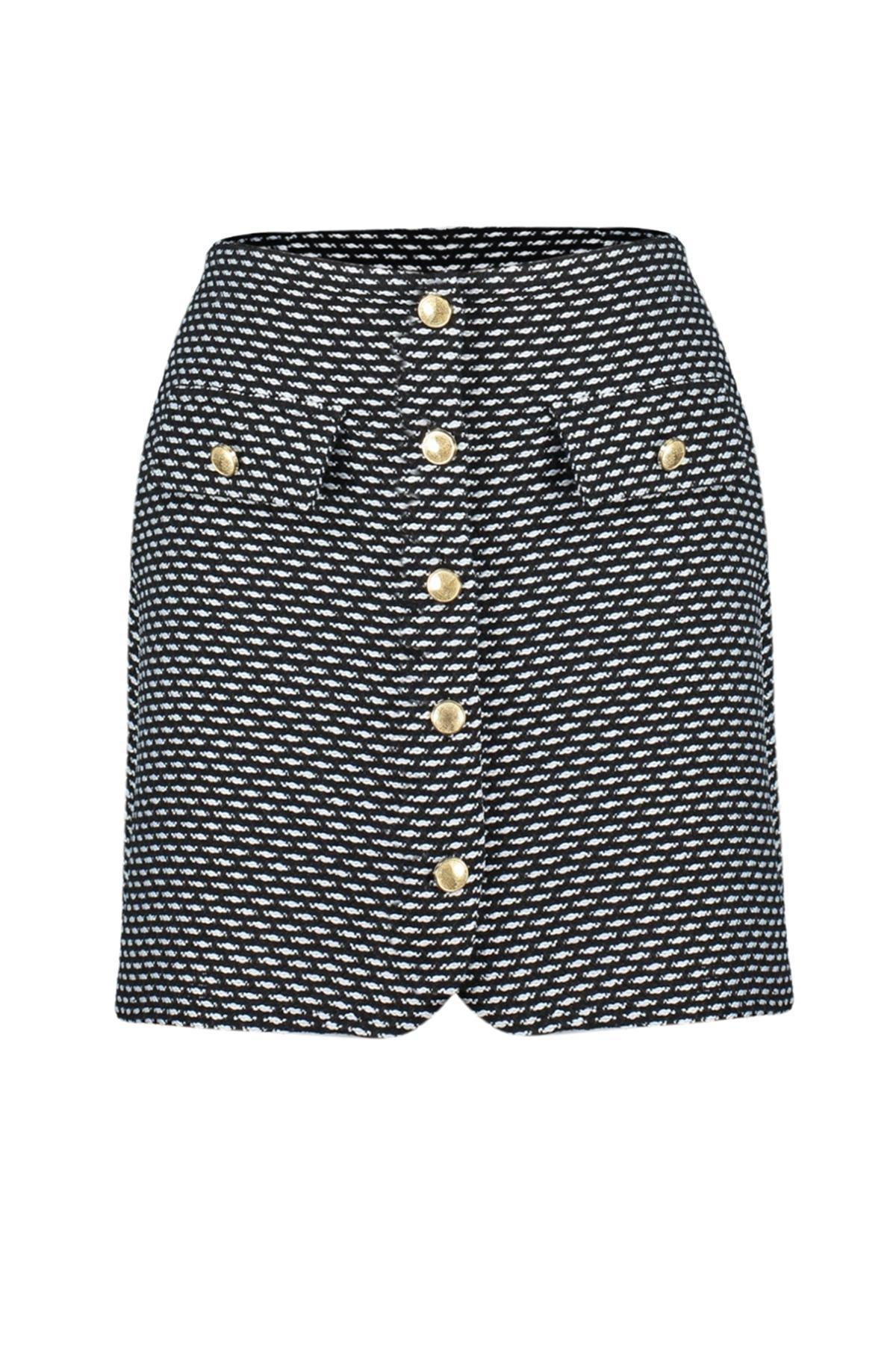 Black Button Detailed Mini Skirt, , large image number 5