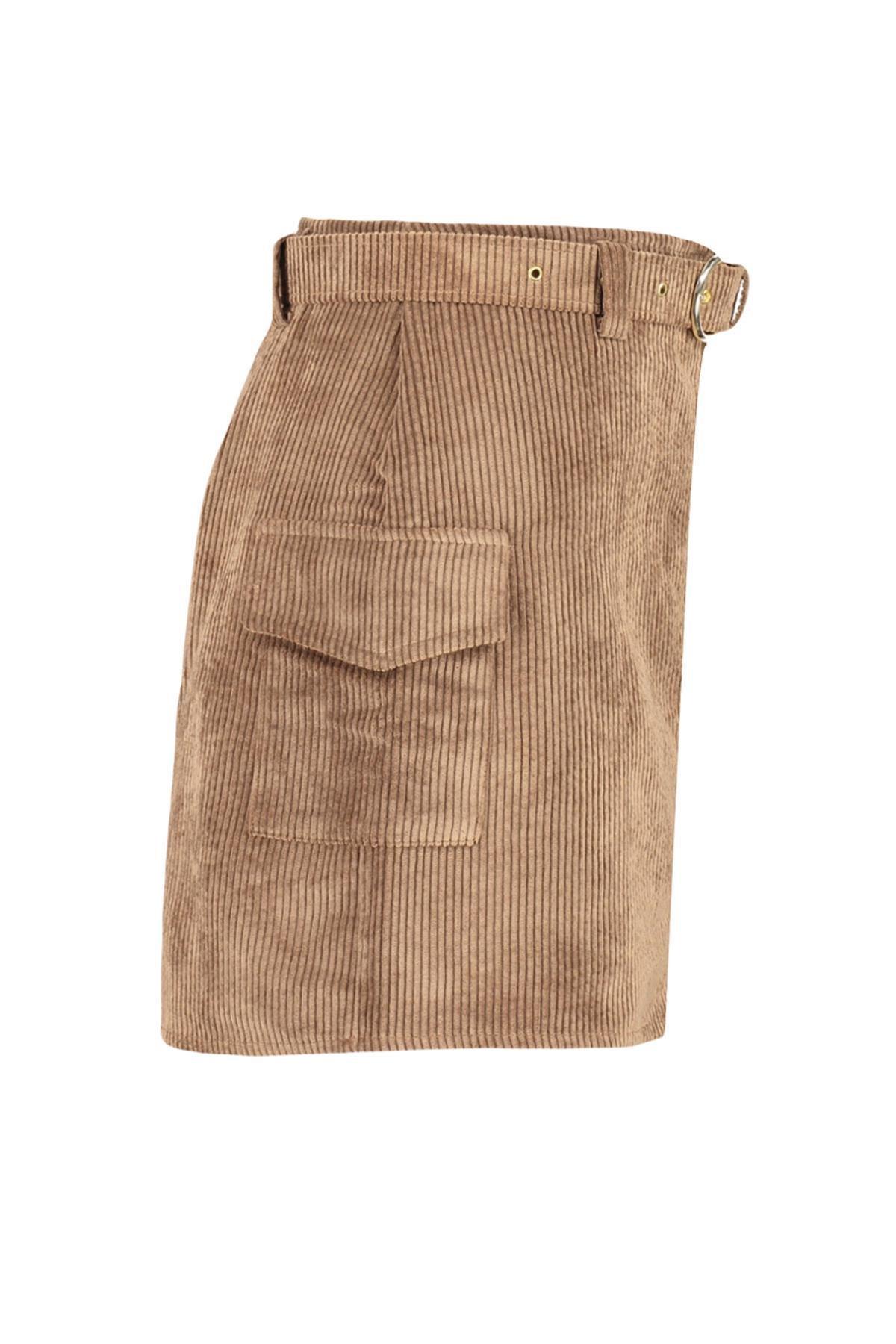 Trendyol - Brown Zippered Mini Woven Skirt