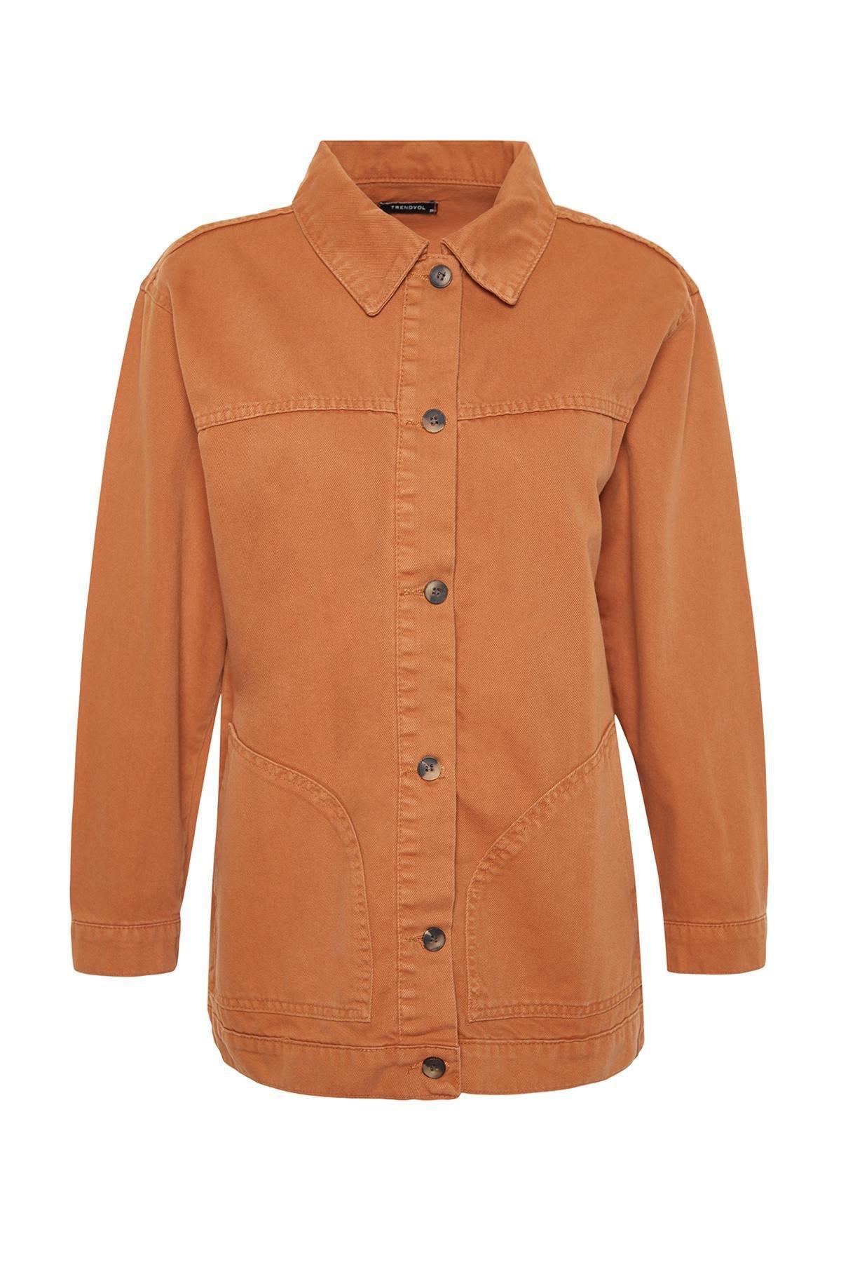 Trendyol - Brown Buttoned Denim Jacket