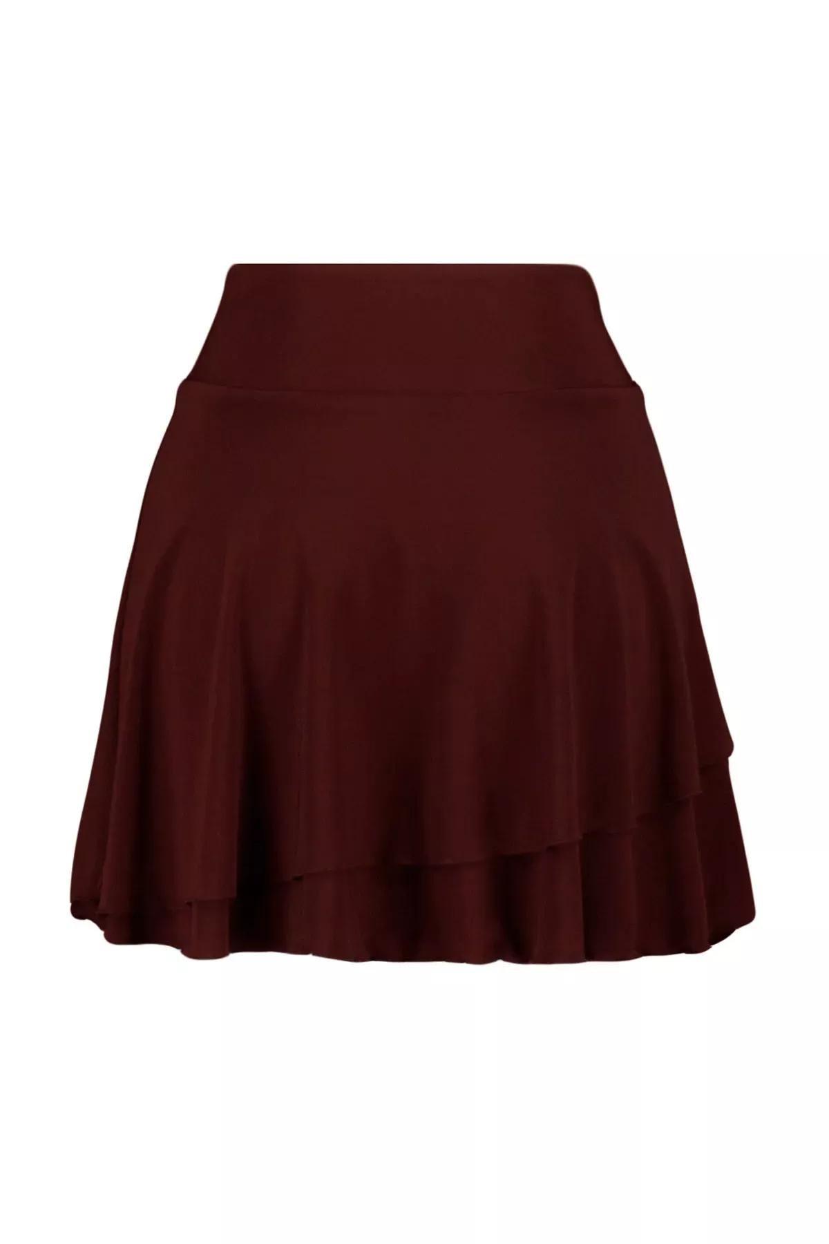 تنورة قصيرة بكشكشة، برغندي, , large image number 7