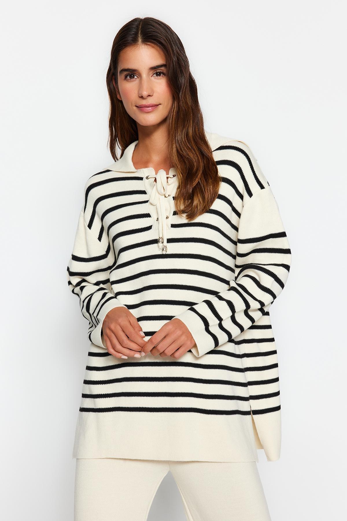 Beige Striped Collar Co-Ord Set, , large image number 2
