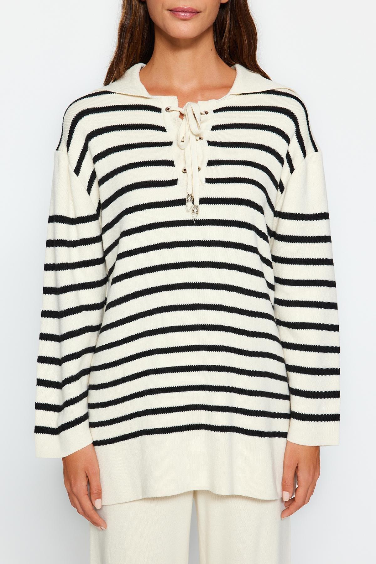 Beige Striped Collar Co-Ord Set, , large image number 3