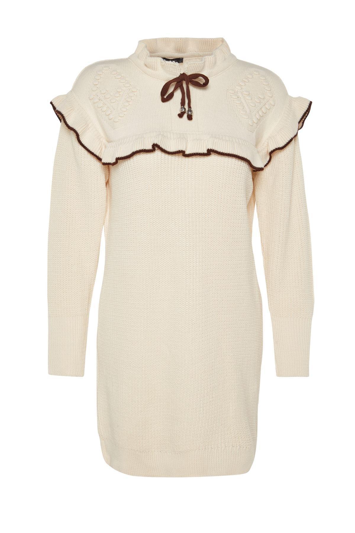 Cream Black Piping Knitted Sweater, , large image number 5