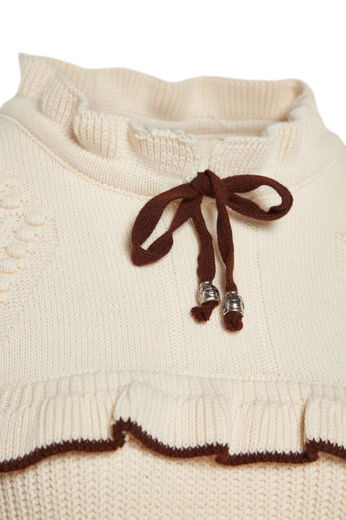 Cream Black Piping Knitted Sweater, , large image number 6