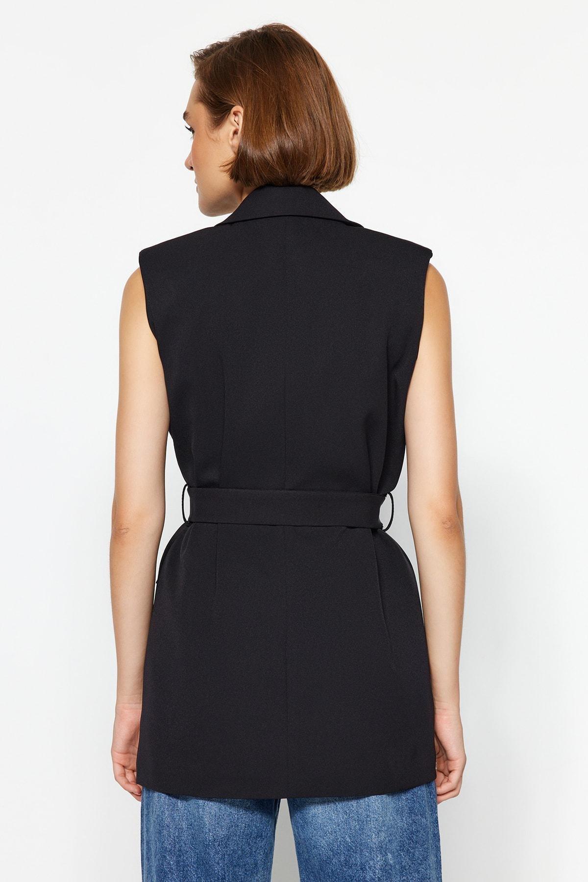 Black Tied Woven Vest, , large image number 4