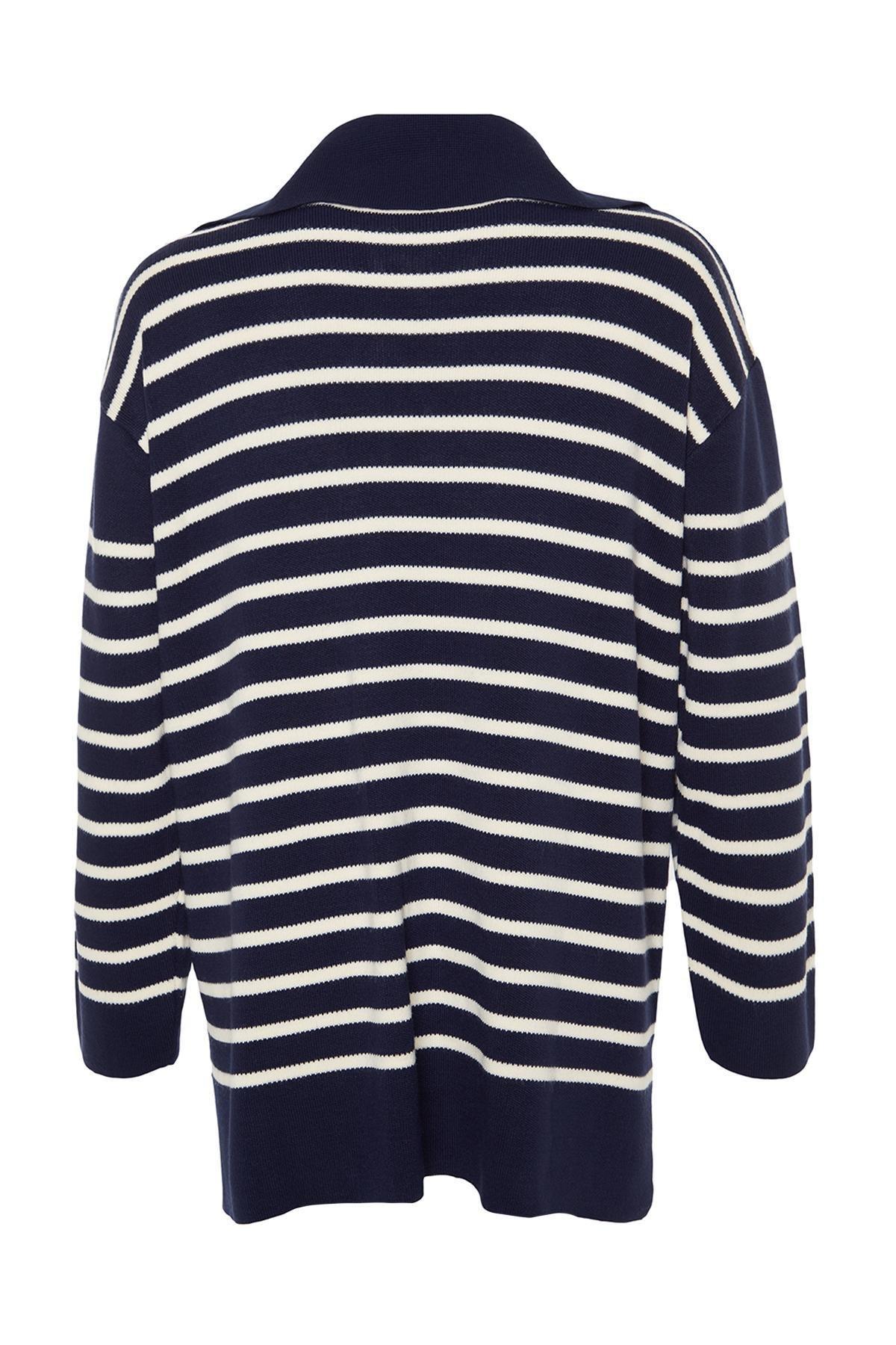 Trendyol - Navy Striped Knitwear Sweater<br>