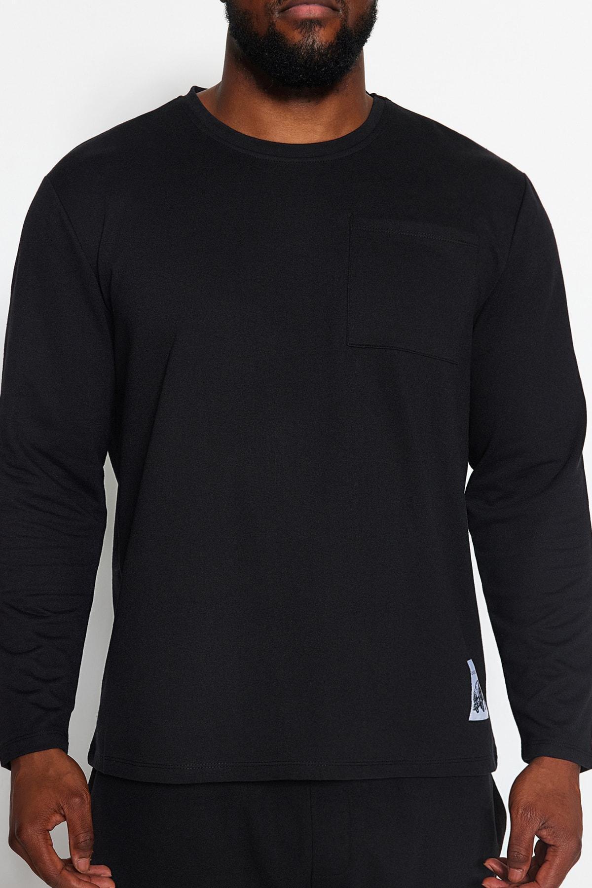 Black Labelled Oversized Pyjamas Set, BLACK, large image number 2