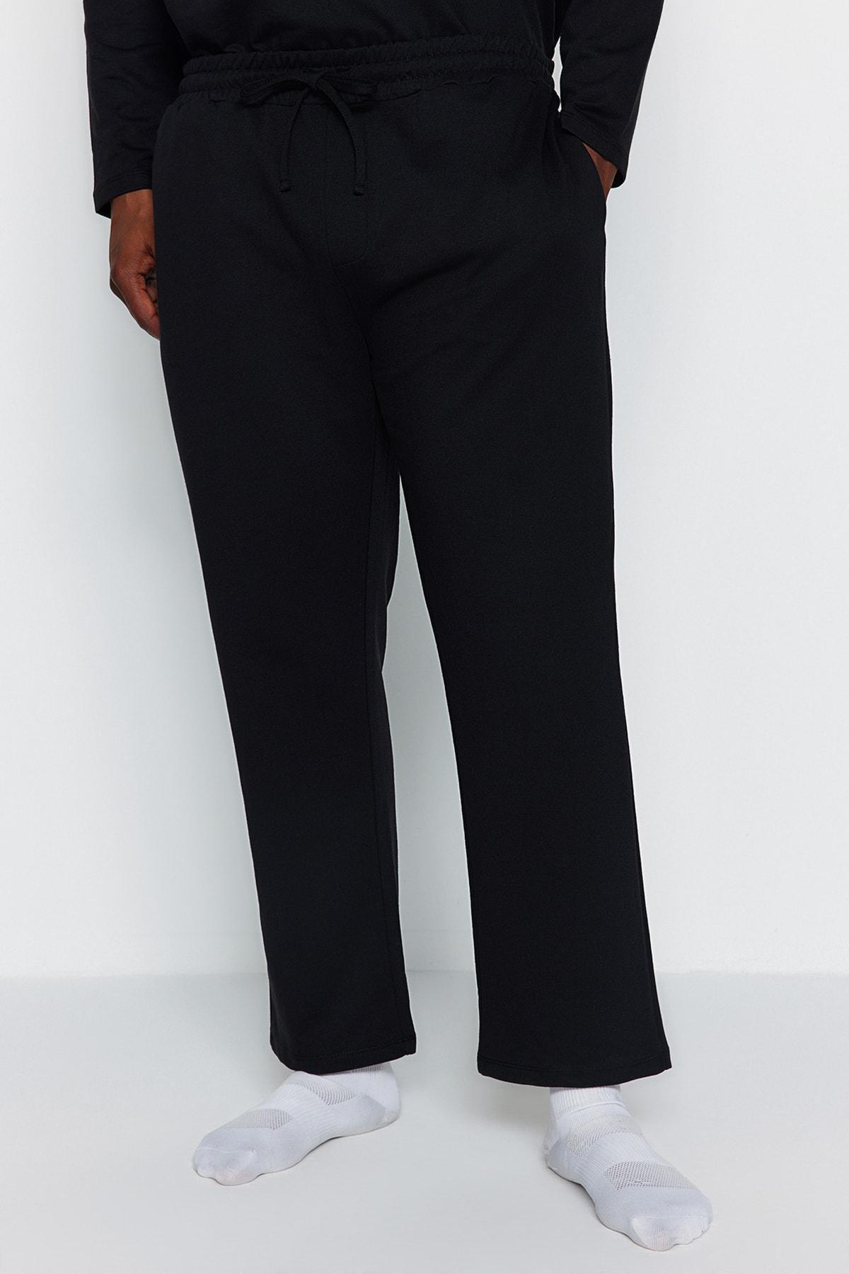 Black Labelled Oversized Pyjamas Set, BLACK, large image number 4