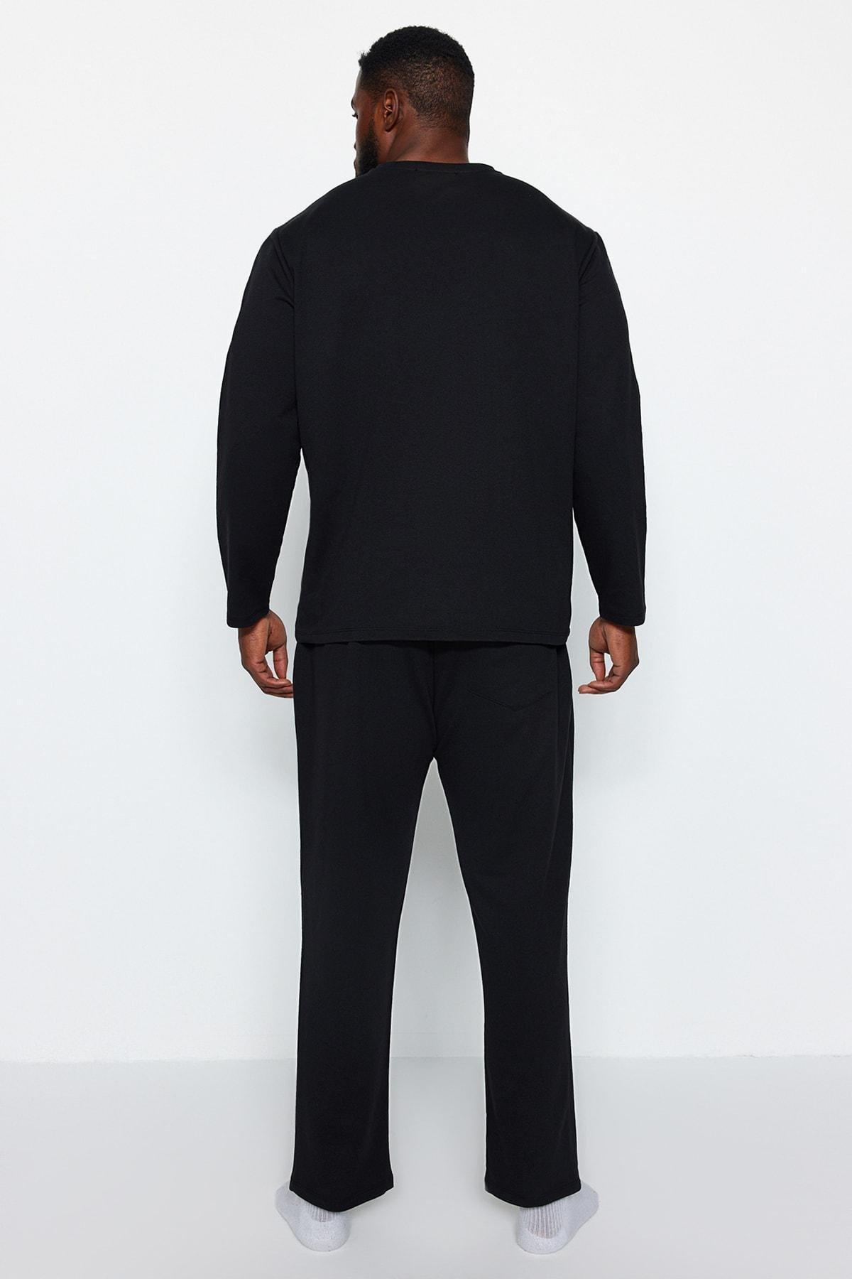 Black Labelled Oversized Pyjamas Set, BLACK, large image number 6