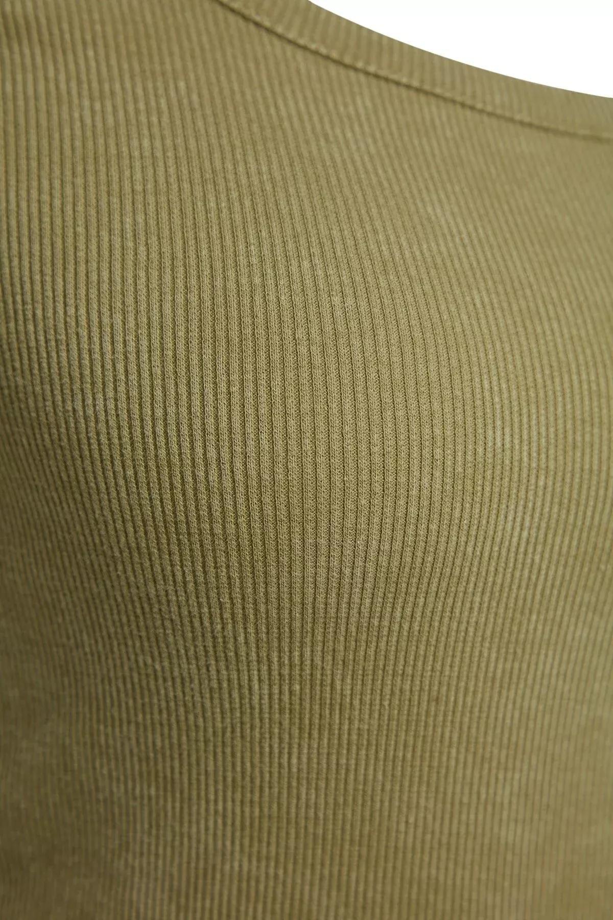 Khaki Washed Knitted Blouse, Khaki, large image number 5