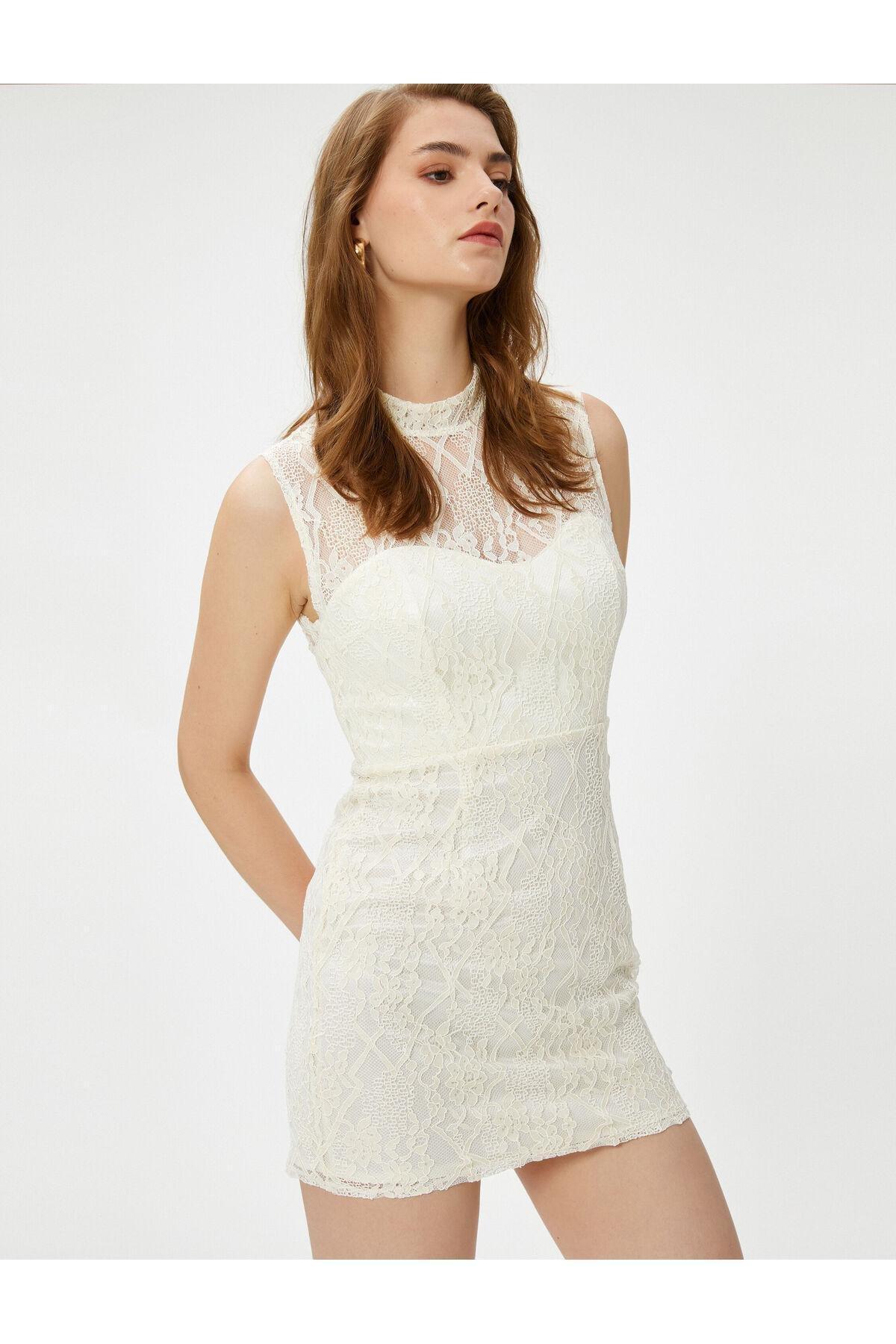 Koton - White Bridal Lace Mini Dress
