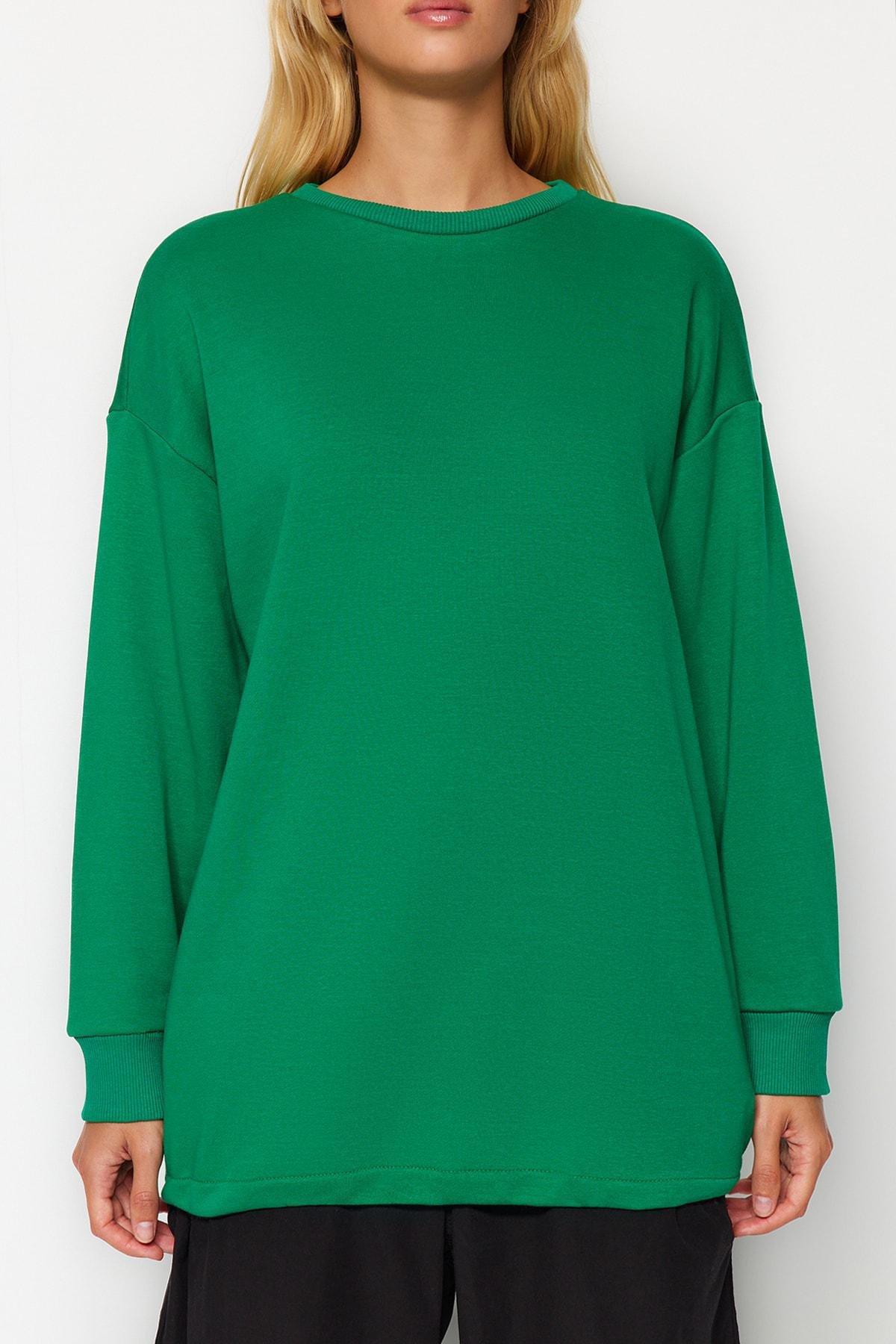 Trendyol - Green Elastic Waistband Knitted Sweatshirt