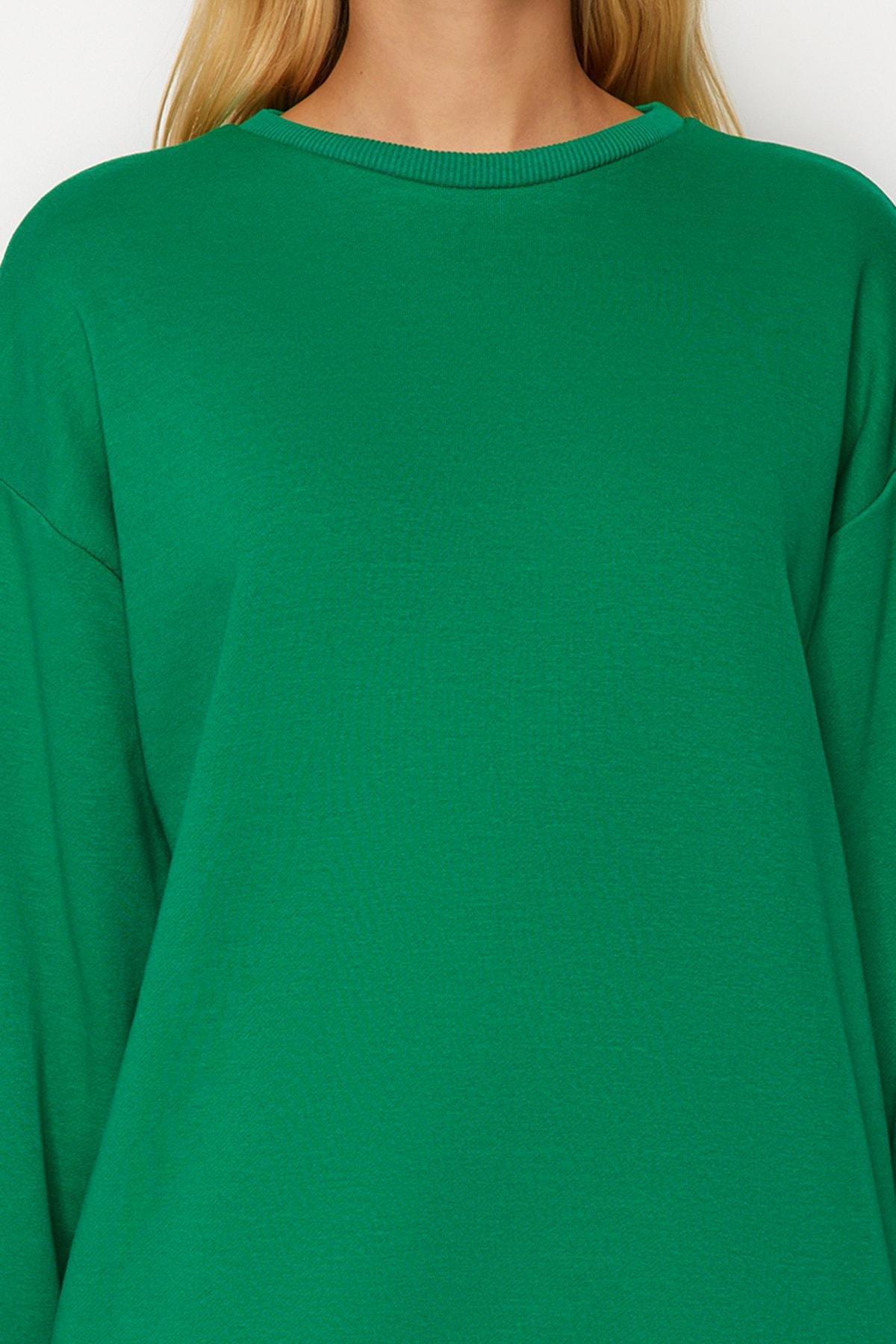Trendyol - Green Elastic Waistband Knitted Sweatshirt