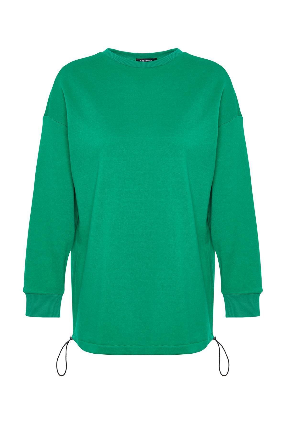 Trendyol - Green Elastic Waistband Knitted Sweatshirt